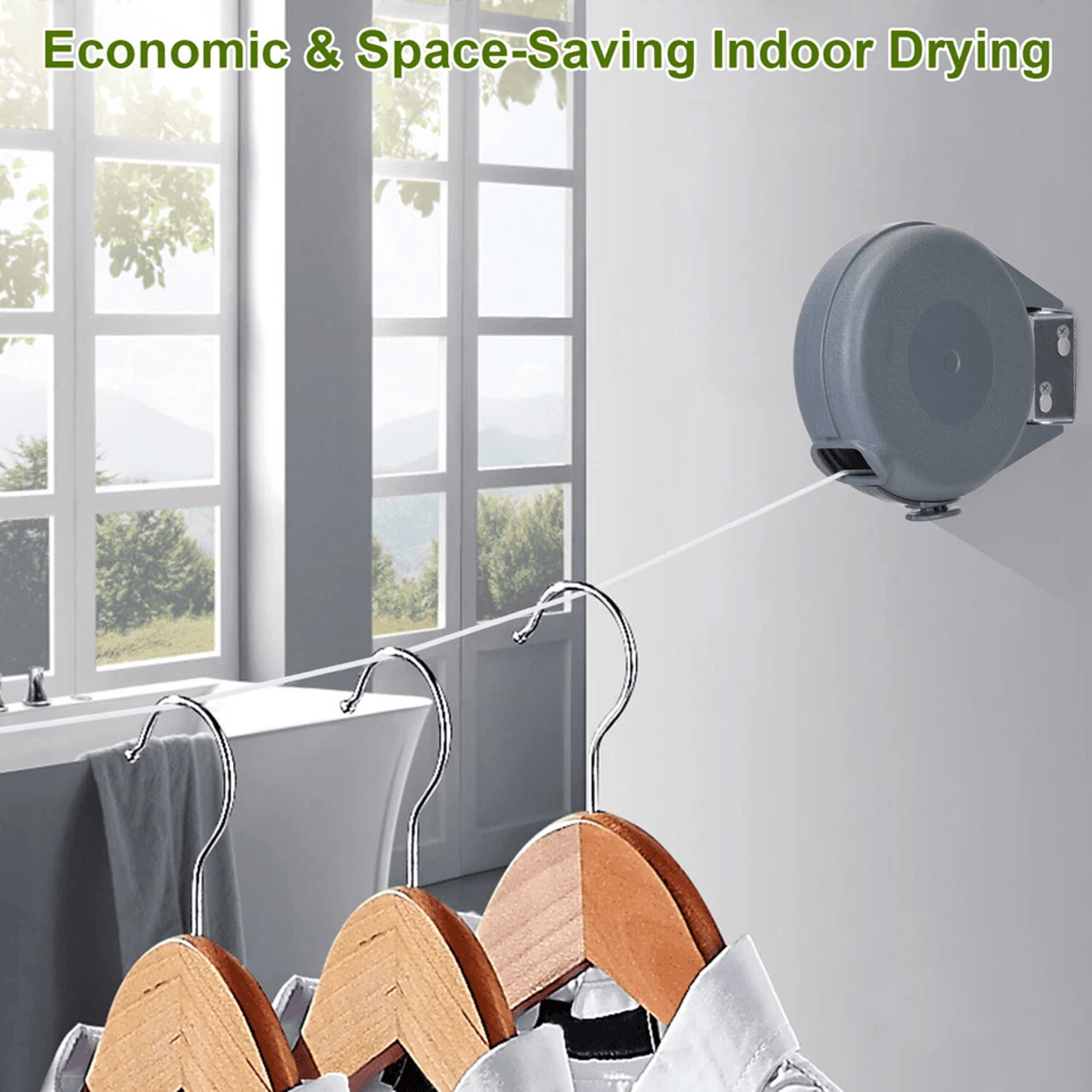 Retractable Clothesline Outdoor Dryer Easy Mount Clothes Washing Line Hanging Rope 9