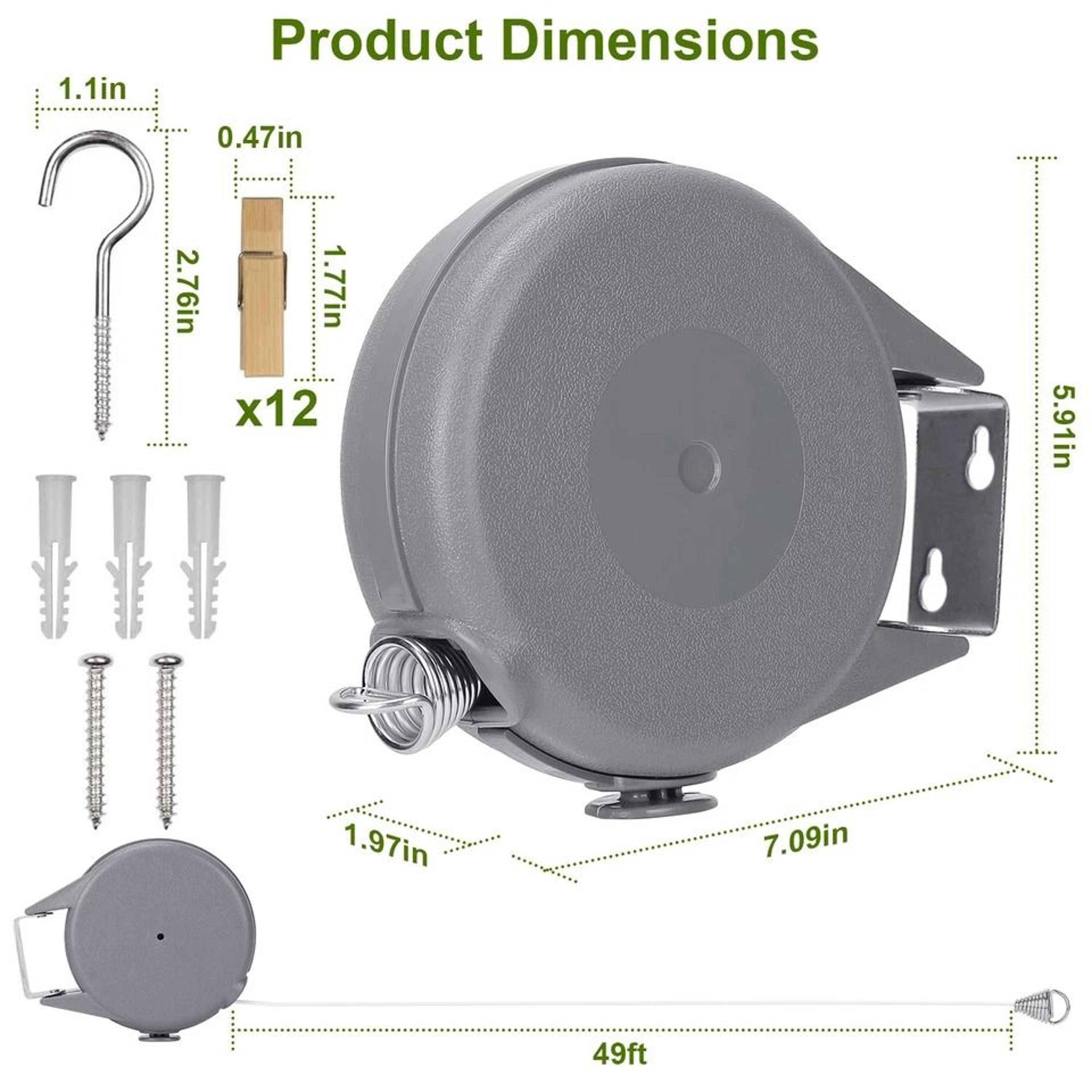 Retractable Clothesline Outdoor Dryer Easy Mount Clothes Washing Line Hanging Rope 2