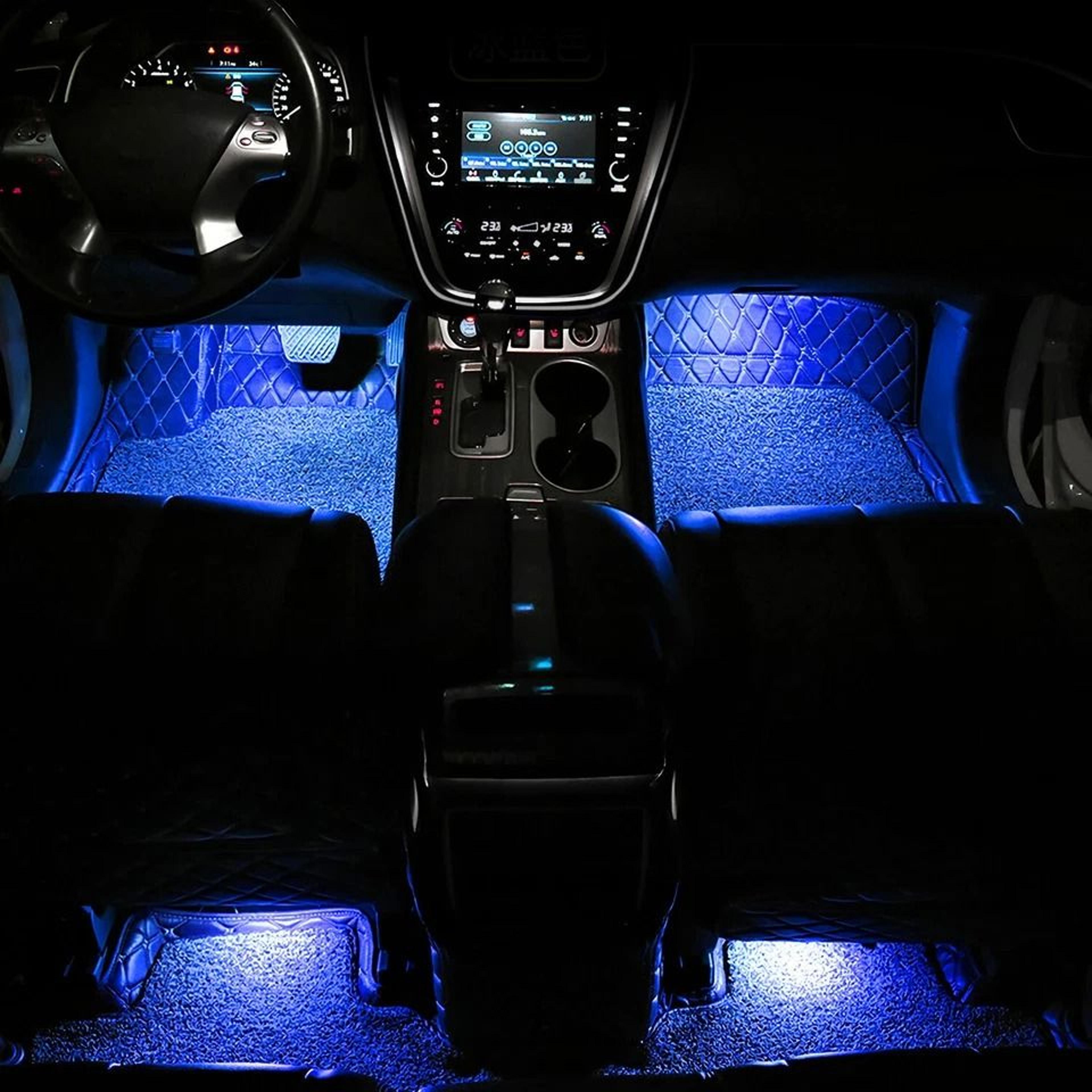 Blue Light LED Car Interior Decorative Lamp USB Rechargeable Flexible Floor Atmosphere Lighting 4
