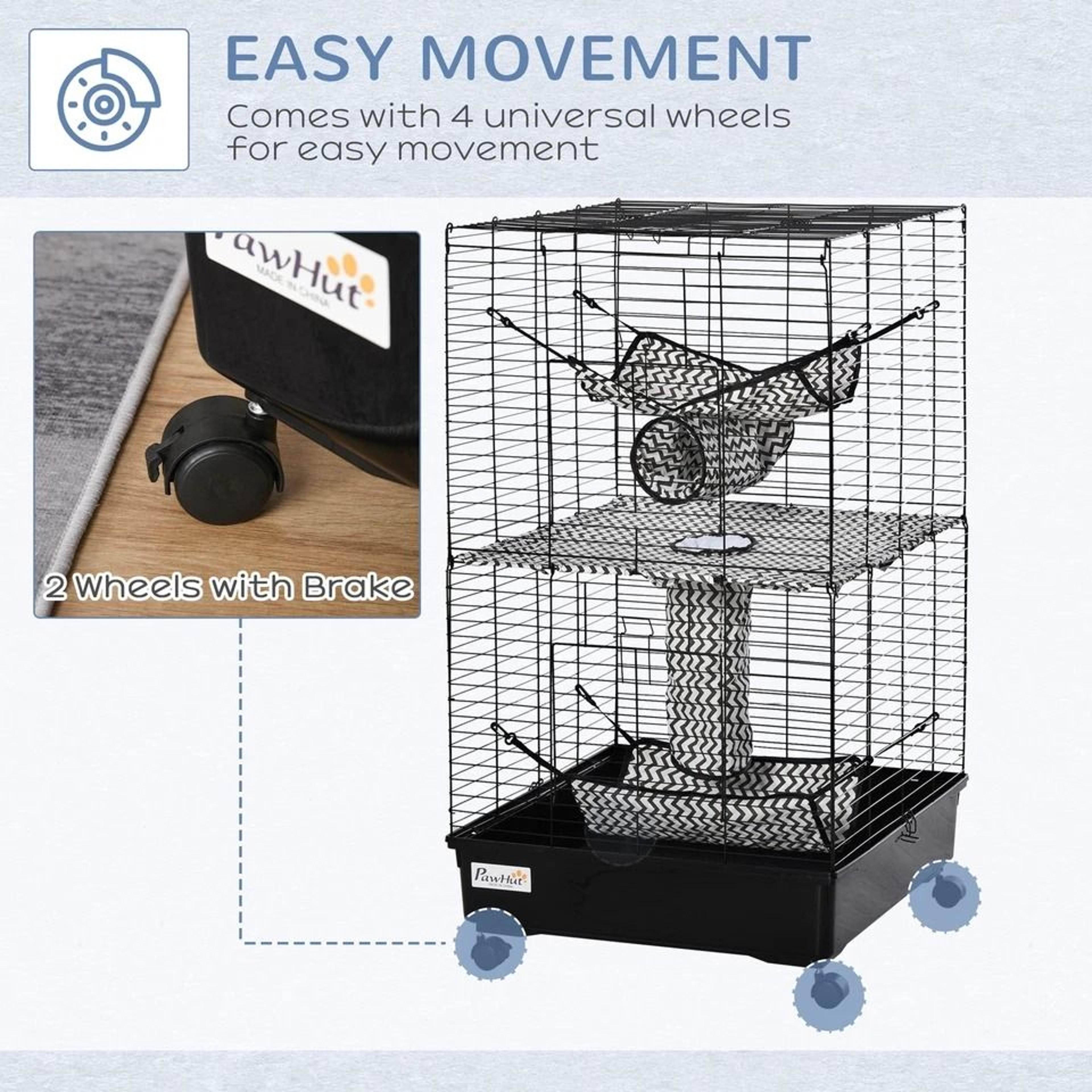 Small Animal Habitat Playhouse For Ferrets With Wheels Hammocks And Tunnels 5
