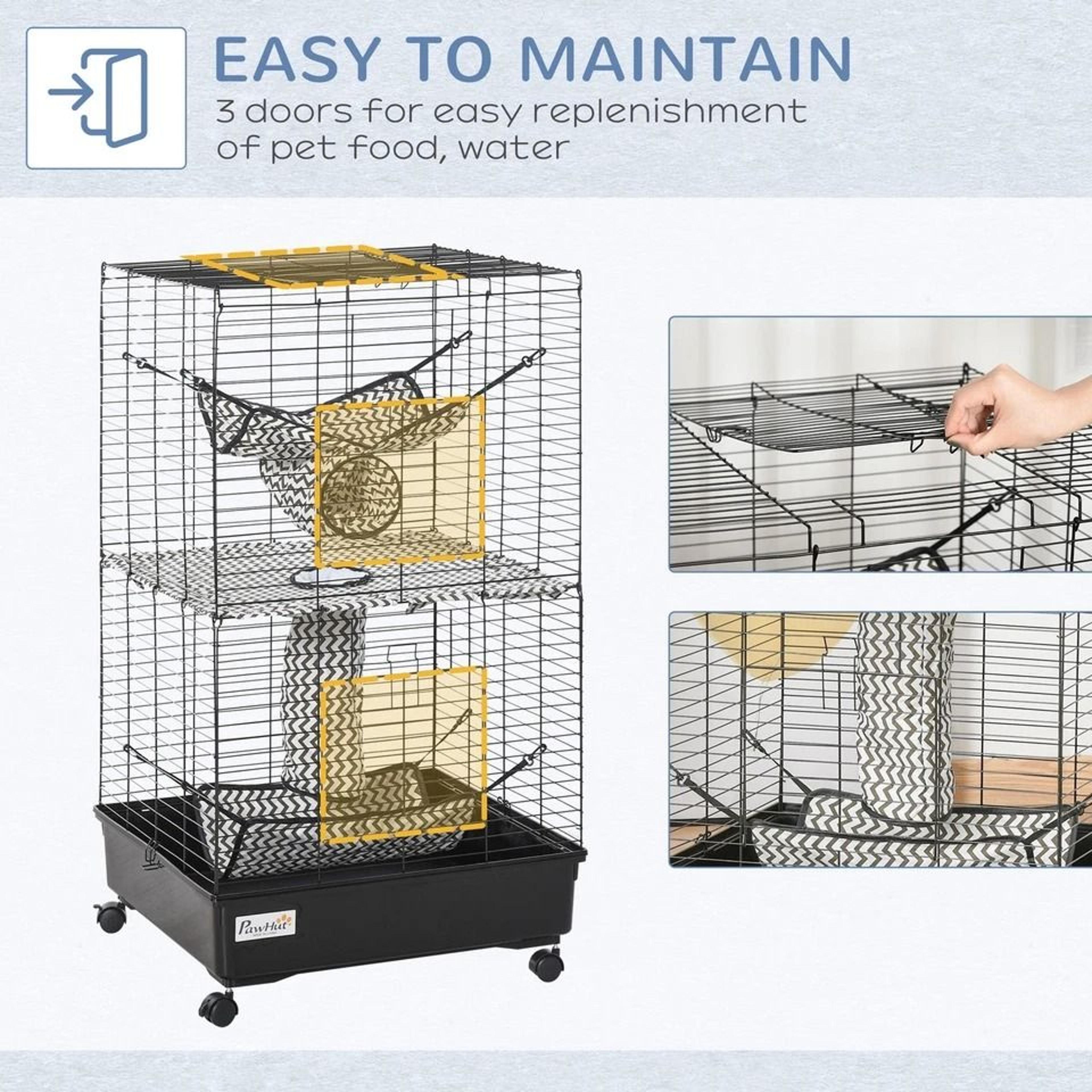 Small Animal Habitat Playhouse For Ferrets With Wheels Hammocks And Tunnels 6