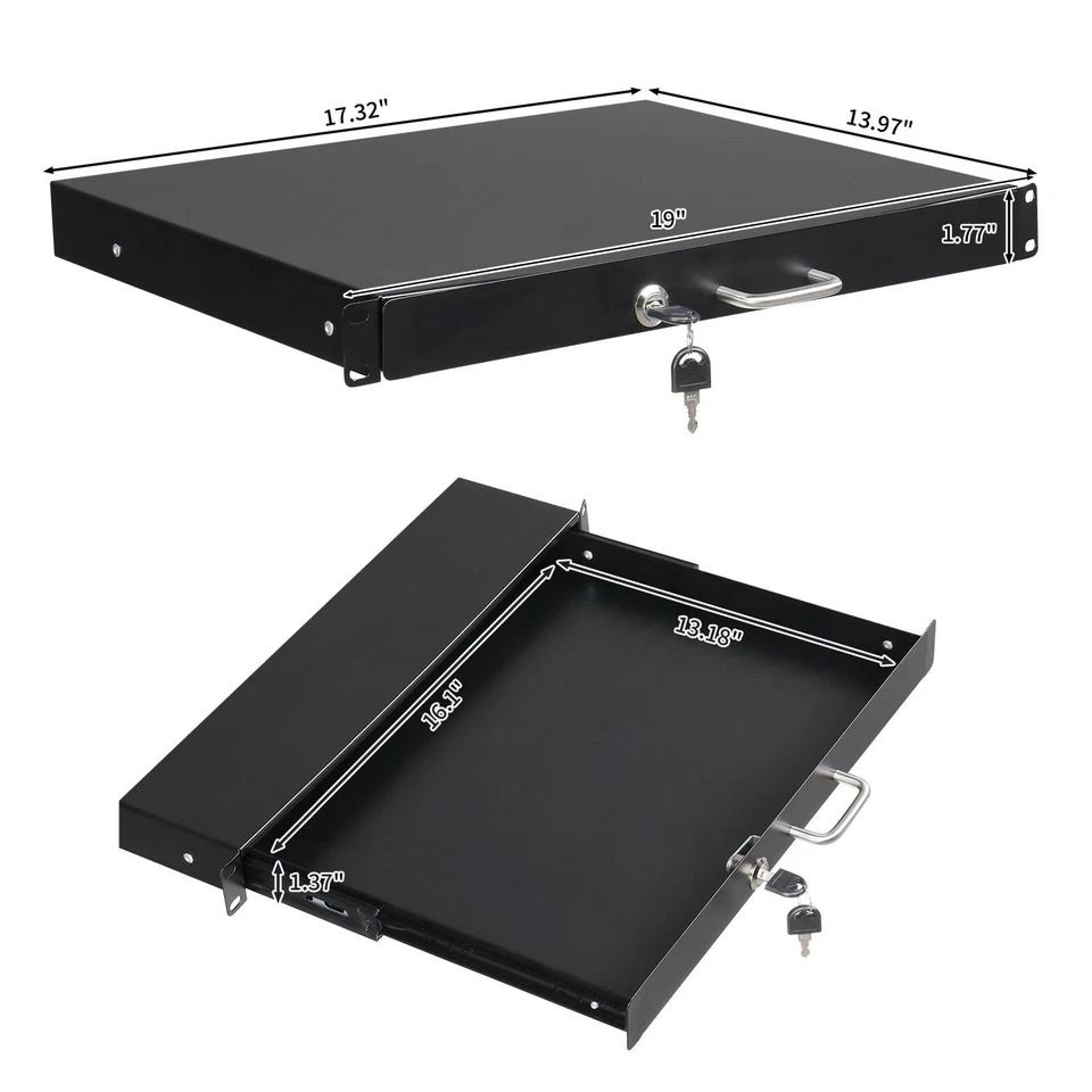 Steel Rack Mount DJ Drawer Cabinet Lockable With Key For Secure Equipment Storage 3