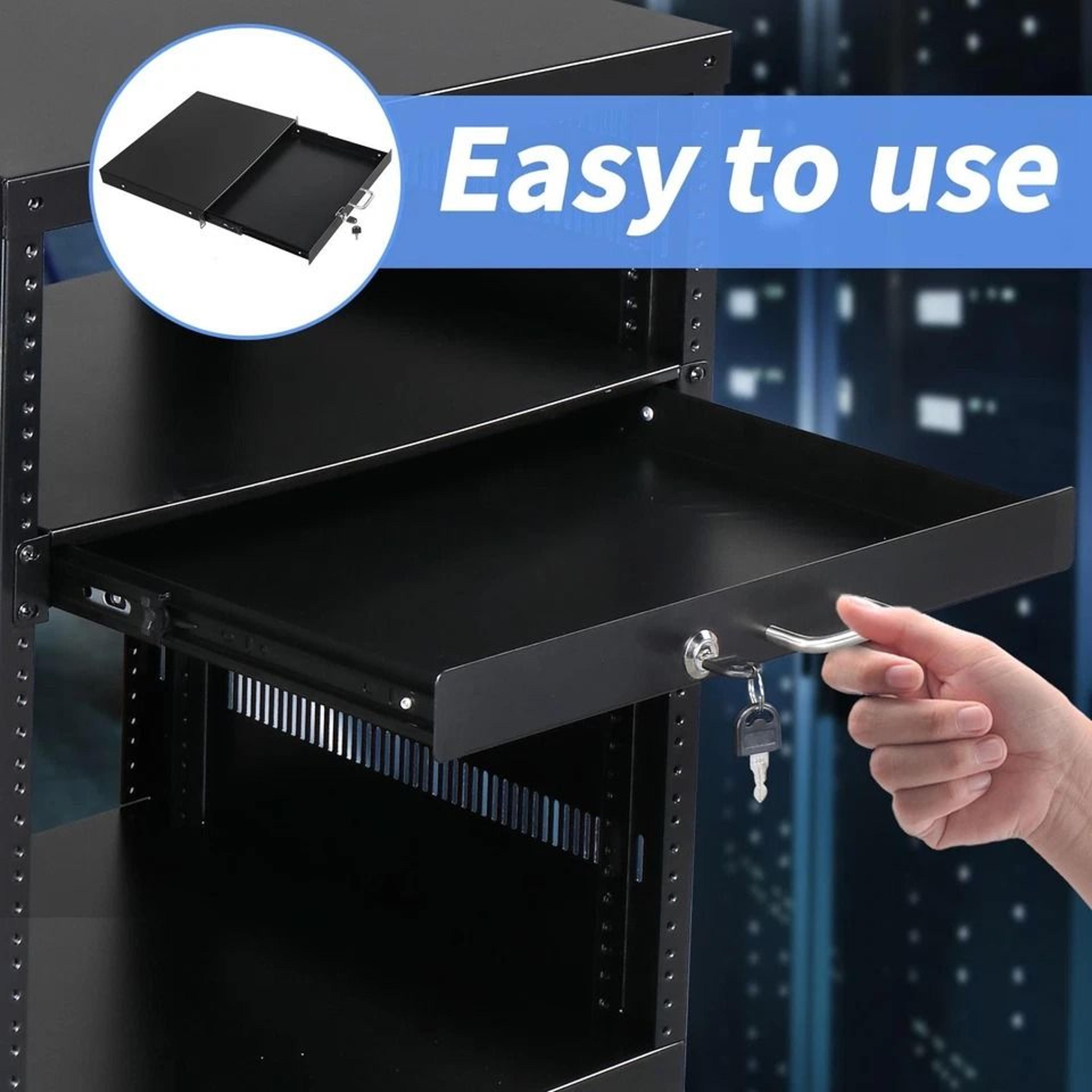 Steel Rack Mount DJ Drawer Cabinet Lockable With Key For Secure Equipment Storage 4