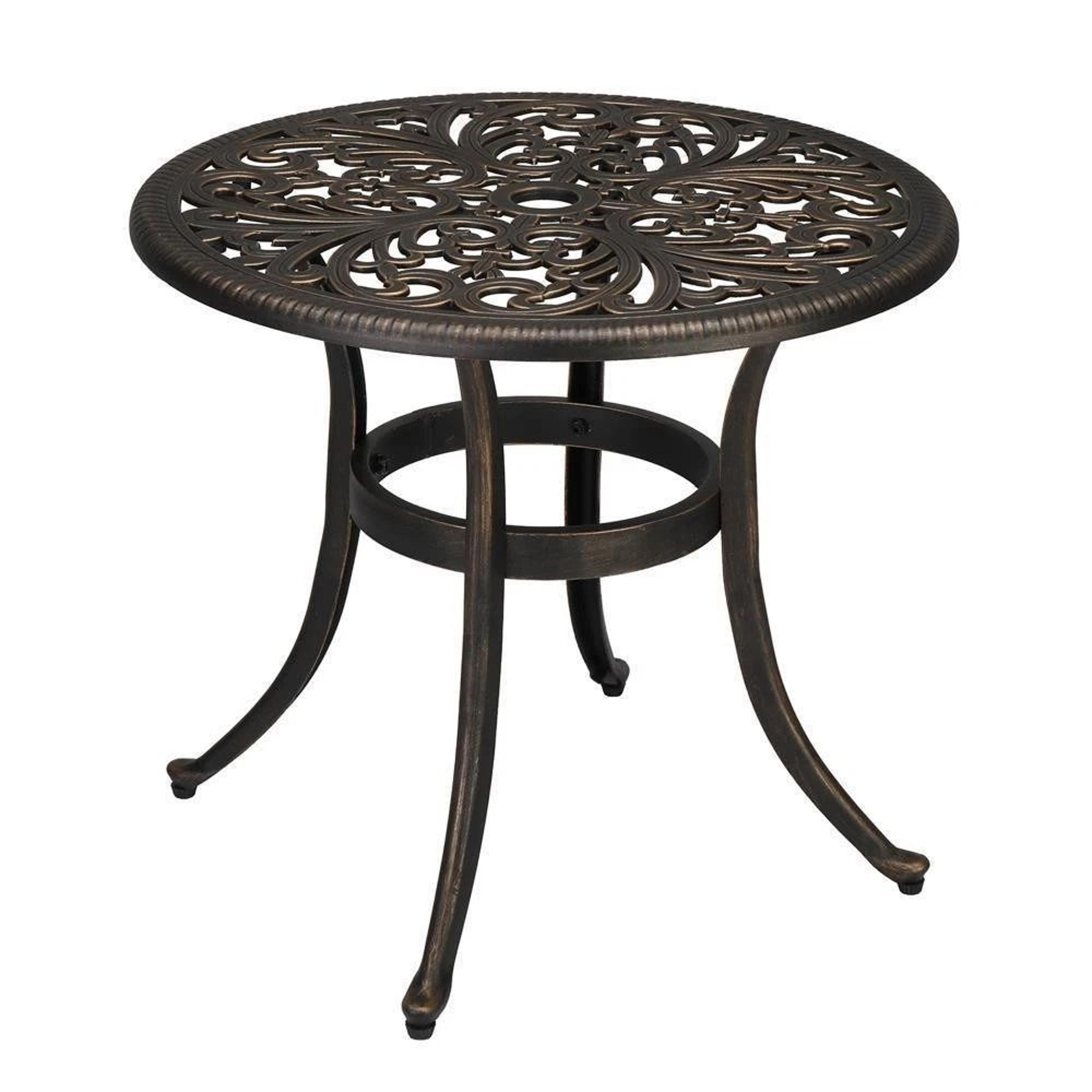 patio bistro table with umbrella hole cast aluminum dining table for outdoor use