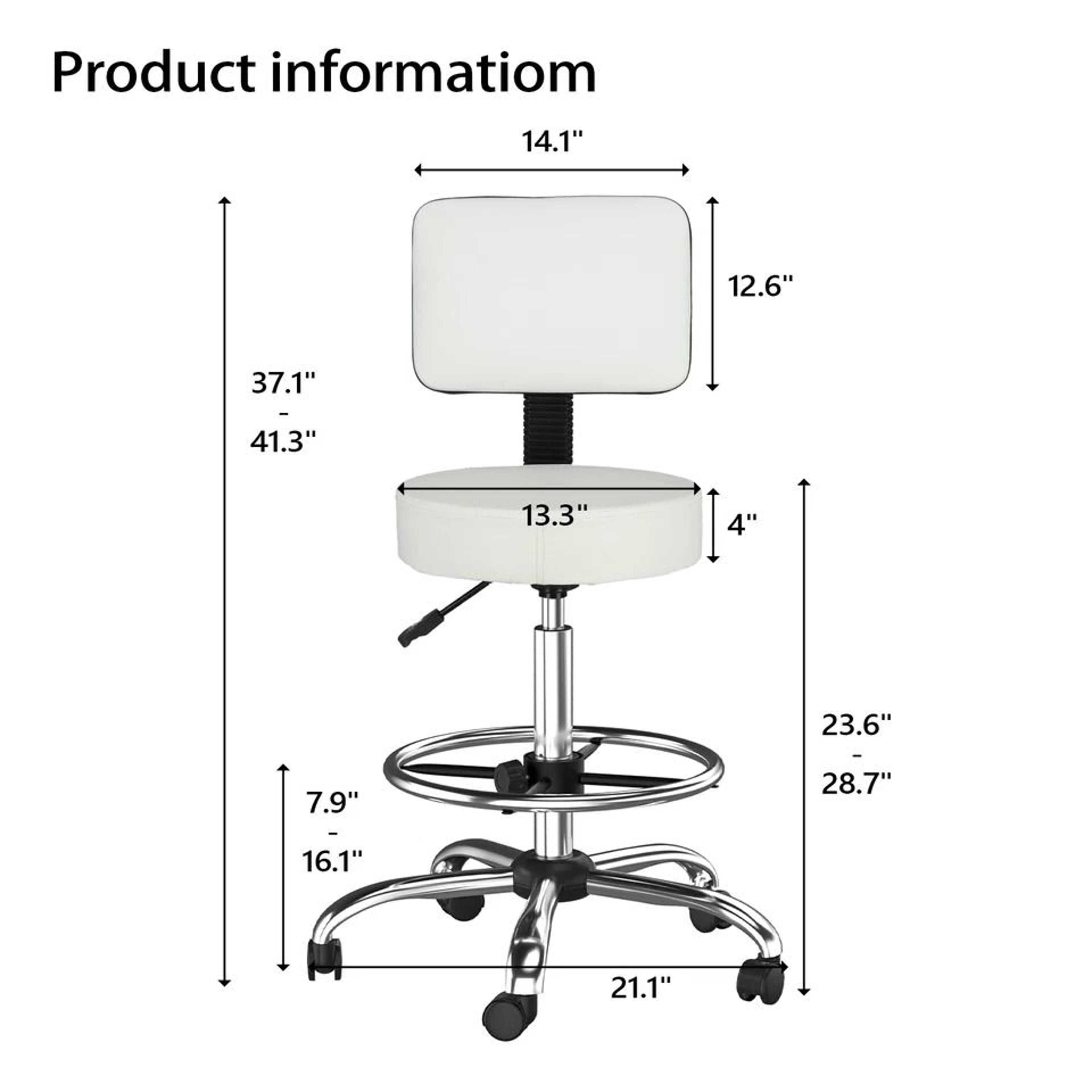 Adjustable Hydraulic Garage Stool With Swivel Rolling Salon  Tattoo Chair 2