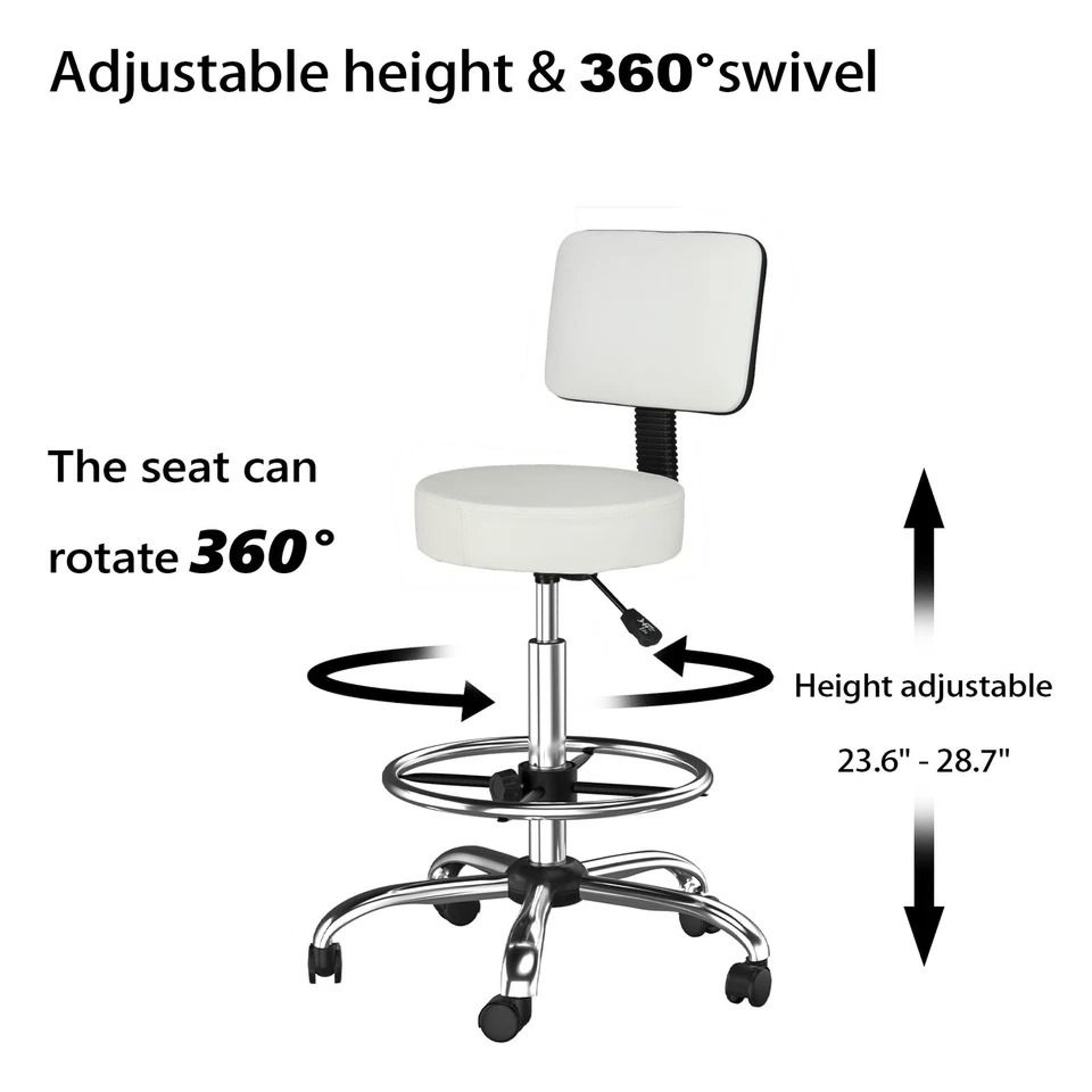 Adjustable Hydraulic Garage Stool With Swivel Rolling Salon  Tattoo Chair 4
