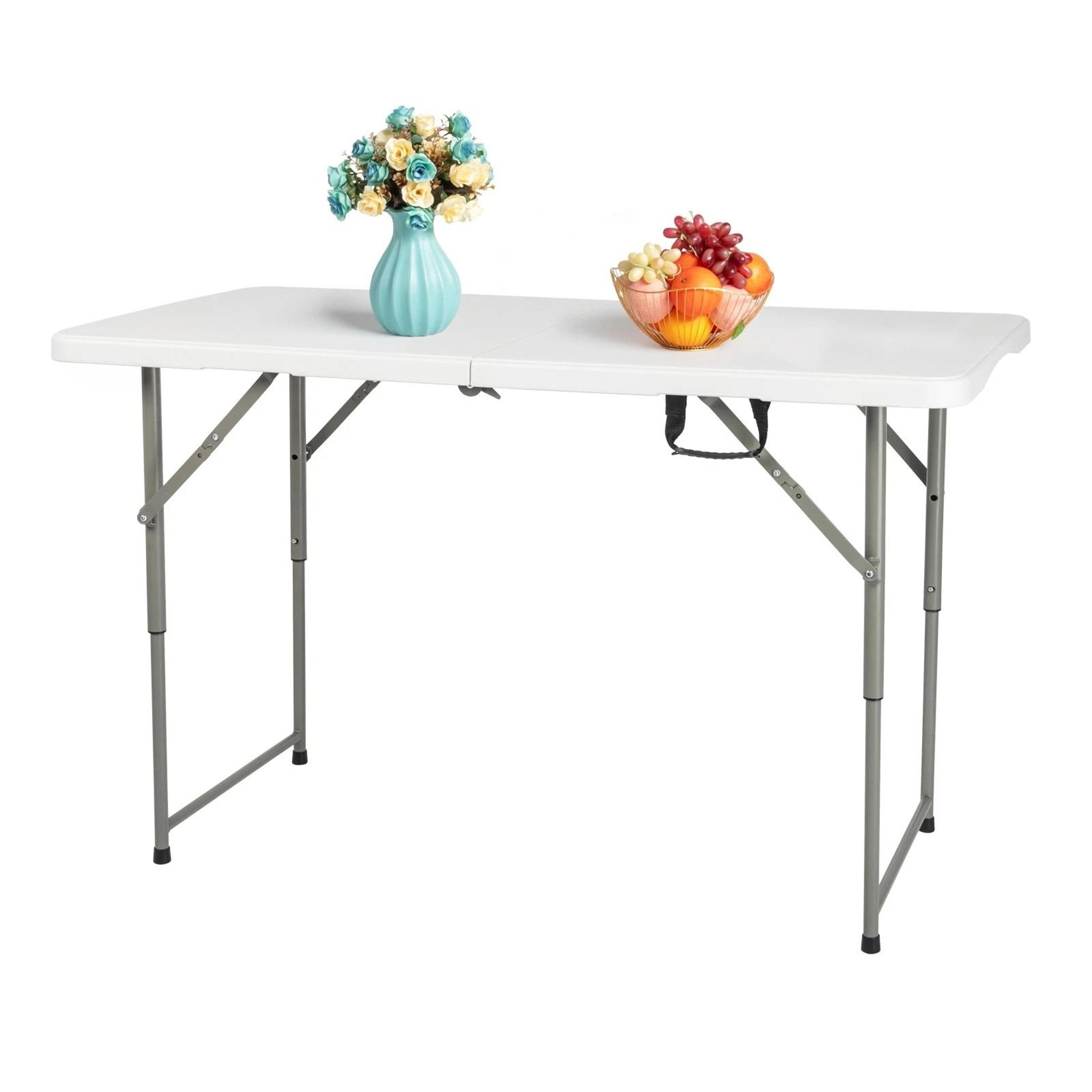 white foldable lift patio table portable garden & party table for indoors/outdoors