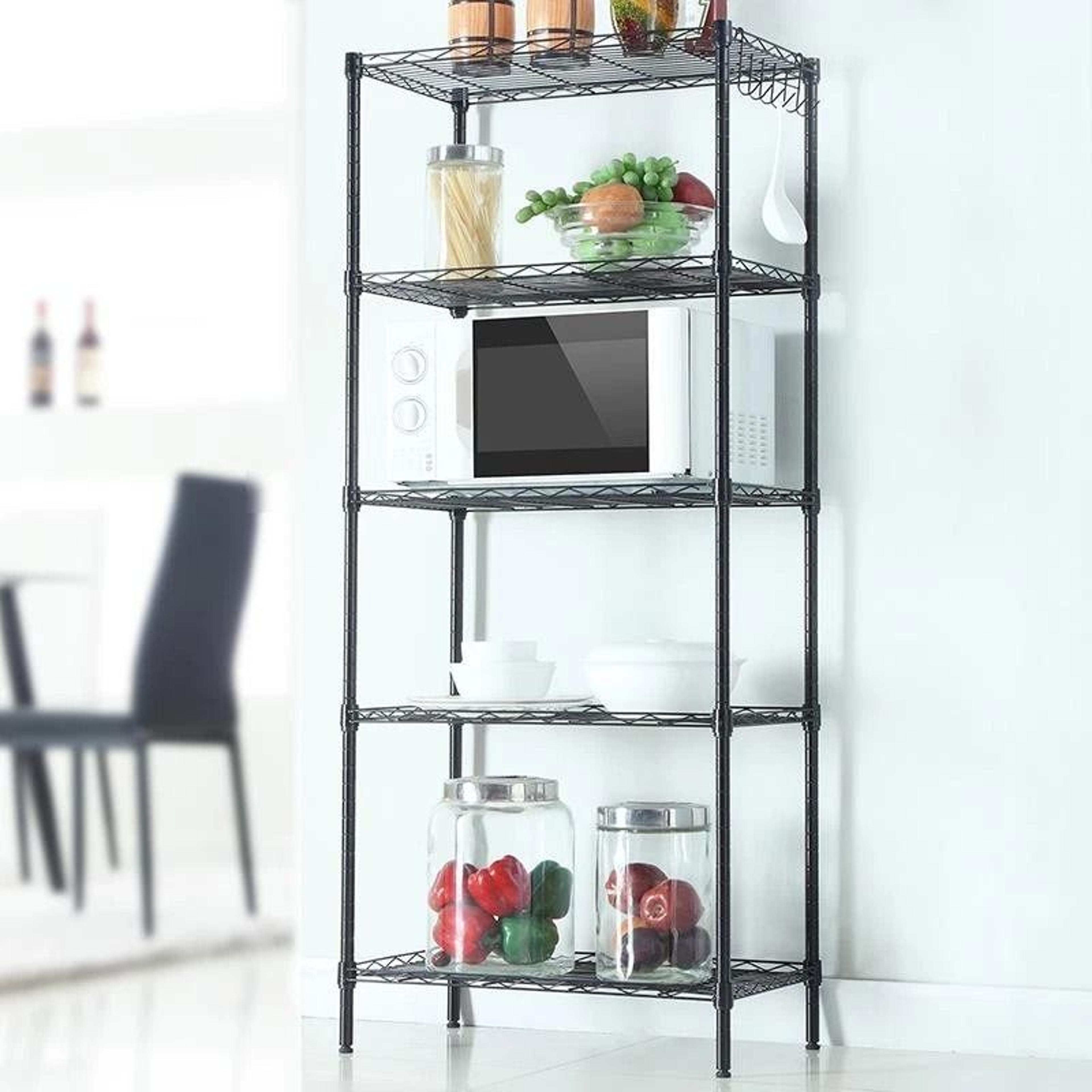 metal storage rack heavy-duty wire shelving unit, adjustable shelves for kitchen, garage, office