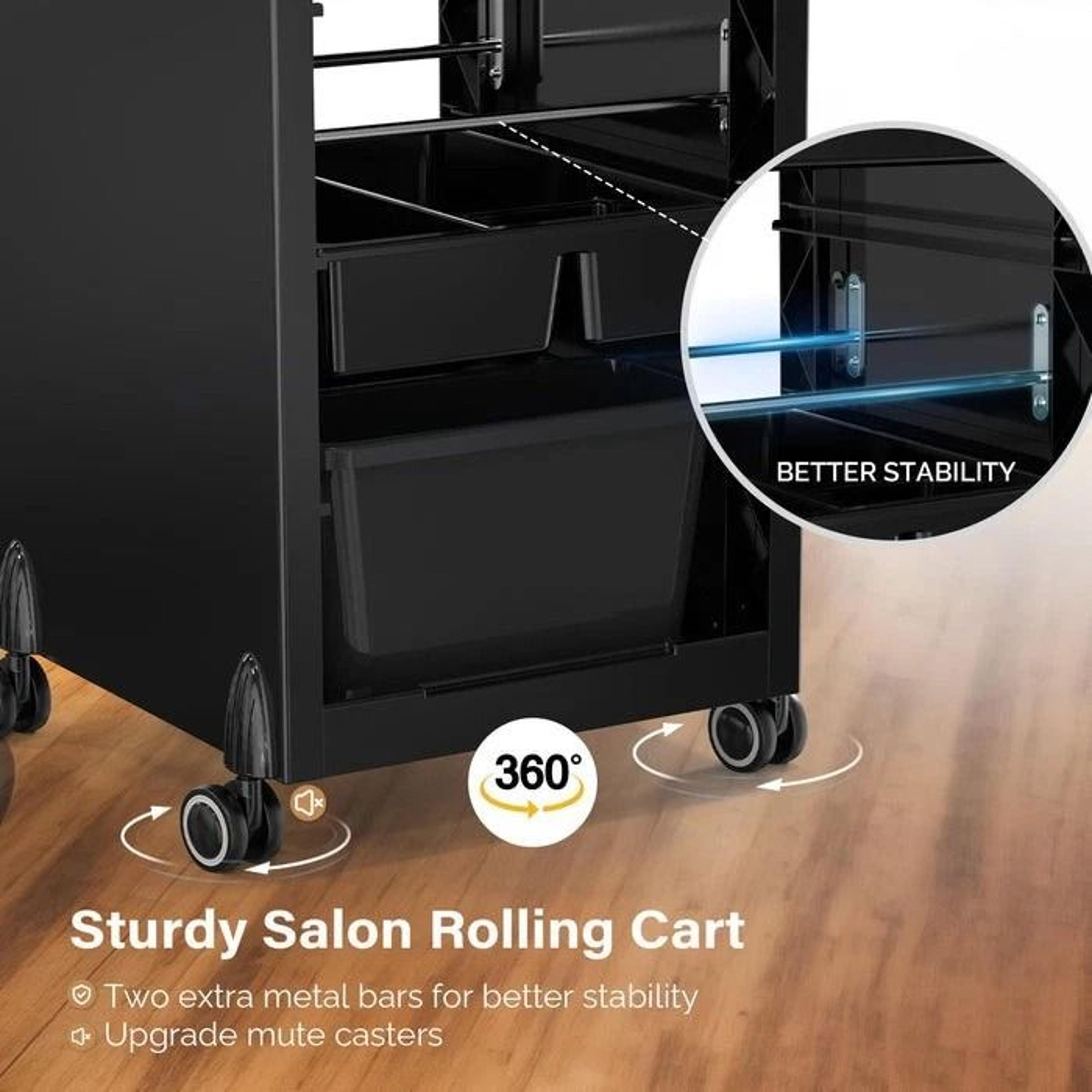 Rolling Salon Trolley Storage Cart With Drawers For Beauty Salon SPA Tattoo And Barber 7