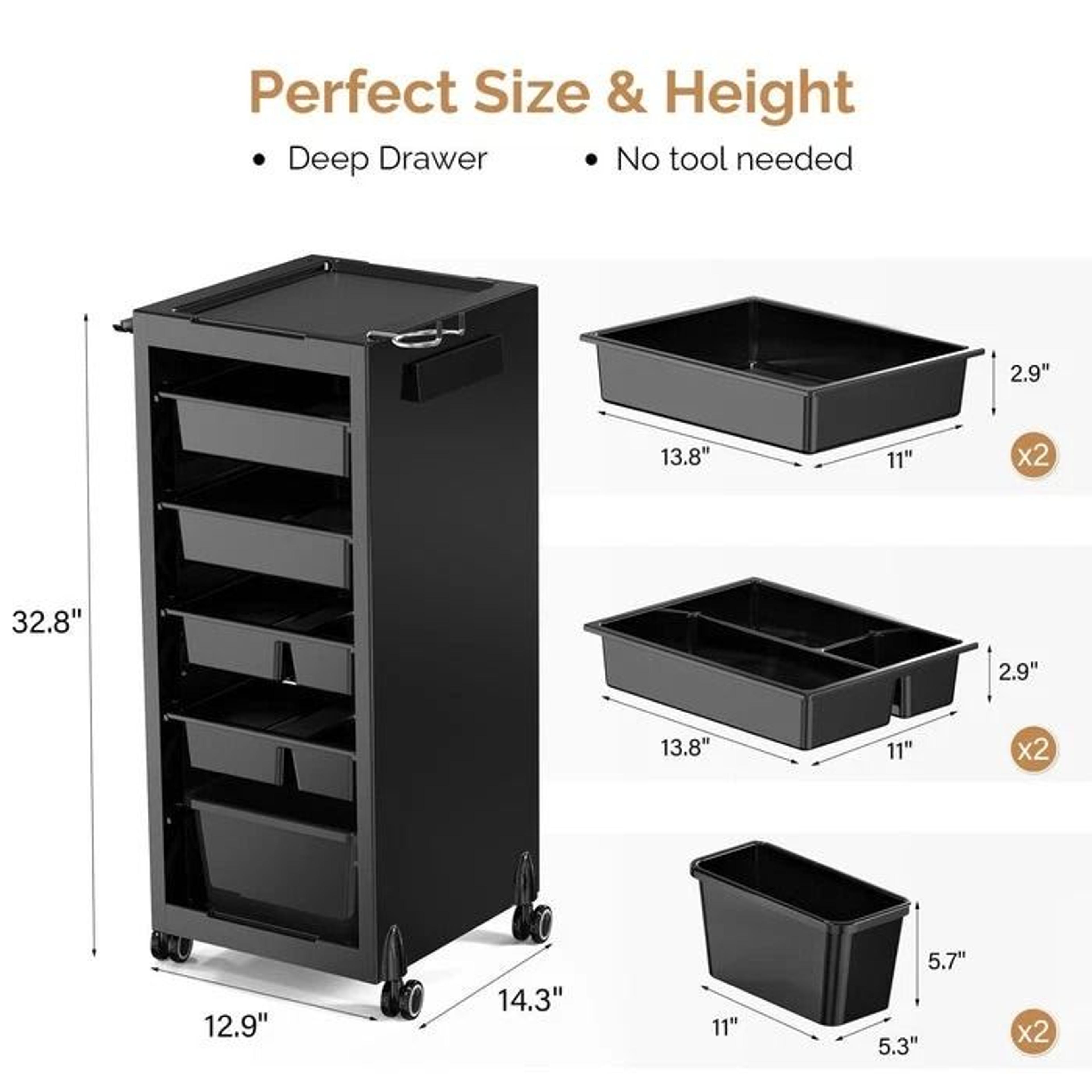 Rolling Salon Trolley Storage Cart With Drawers For Beauty Salon SPA Tattoo And Barber 8