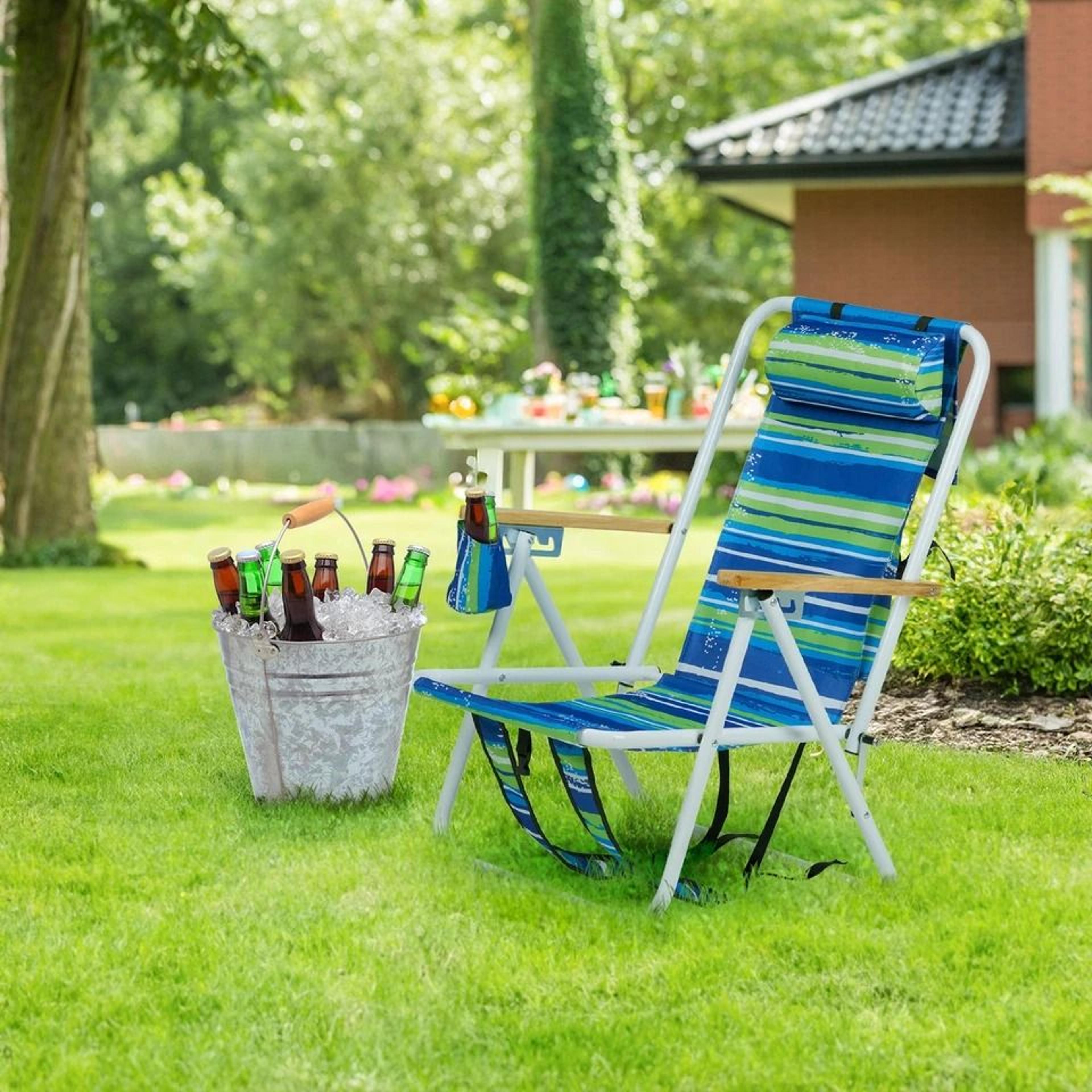 adjustable folding backpack beach chair for adults position recline, portable & comfortable