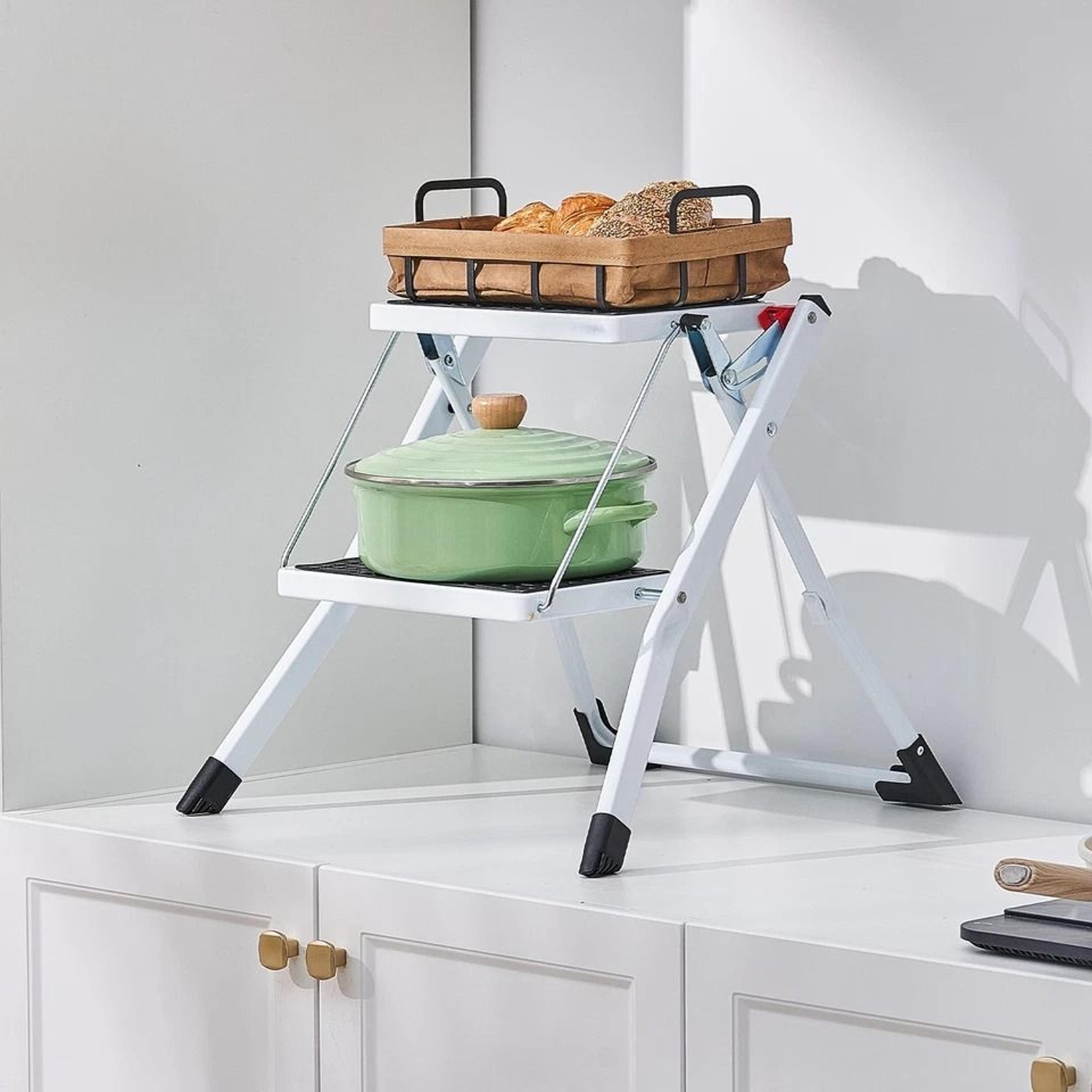 Foldable Step Stool Ladder Adjustable Height Max Load Easy Storage  Stability 4