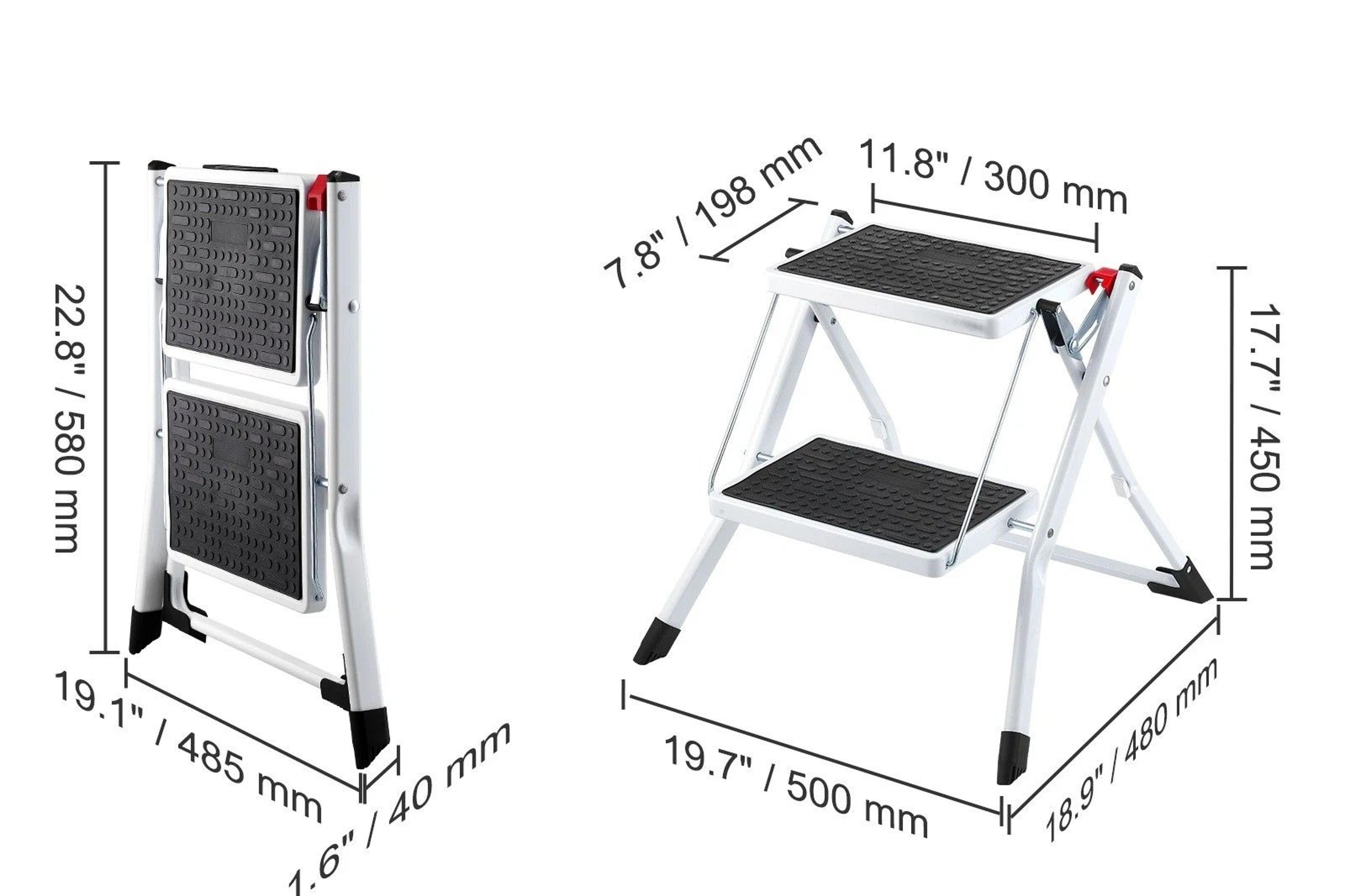 Foldable Step Stool Ladder Adjustable Height Max Load Easy Storage  Stability 7