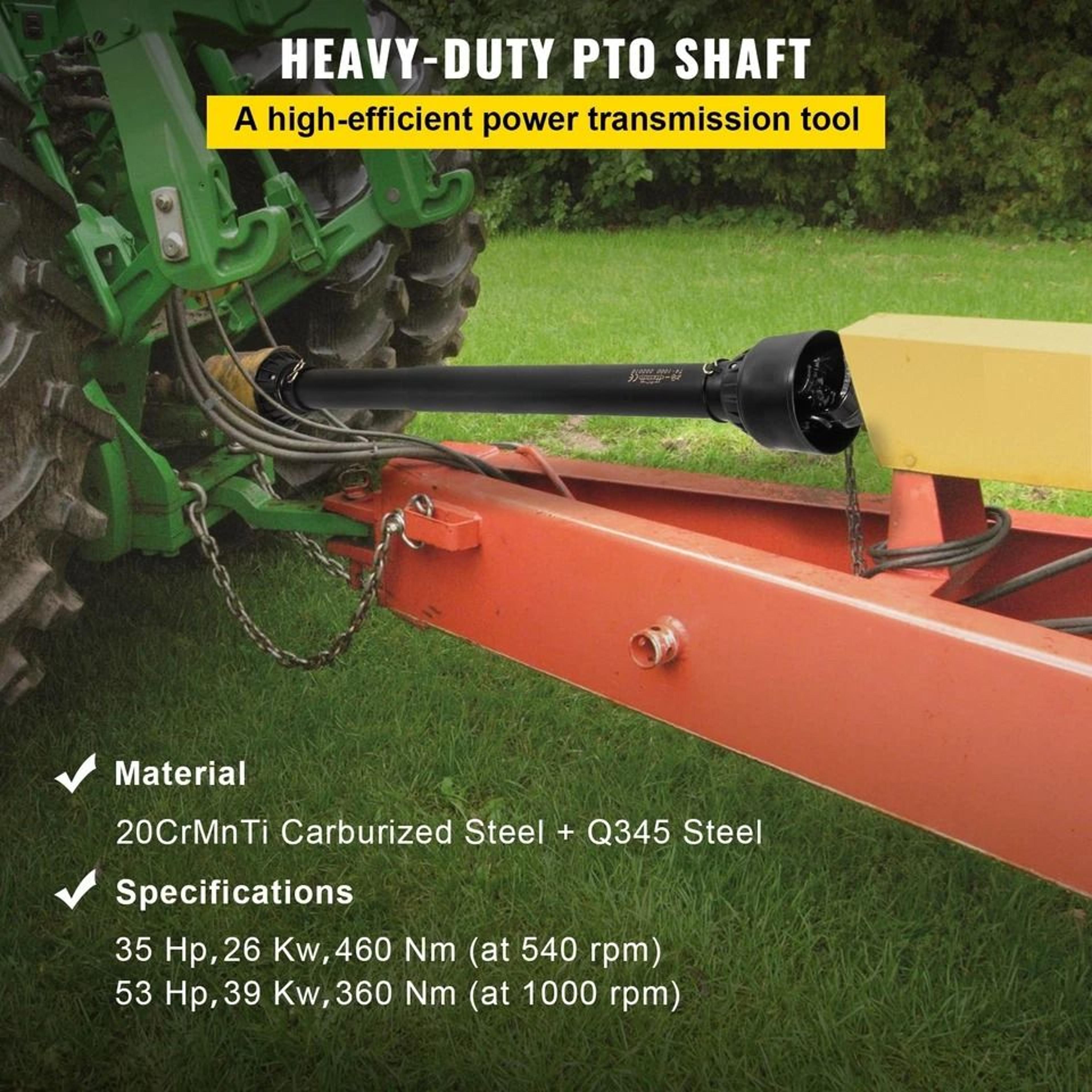 Shaft SplineRound Black Tractor Driveshaft Adjustable Length 1