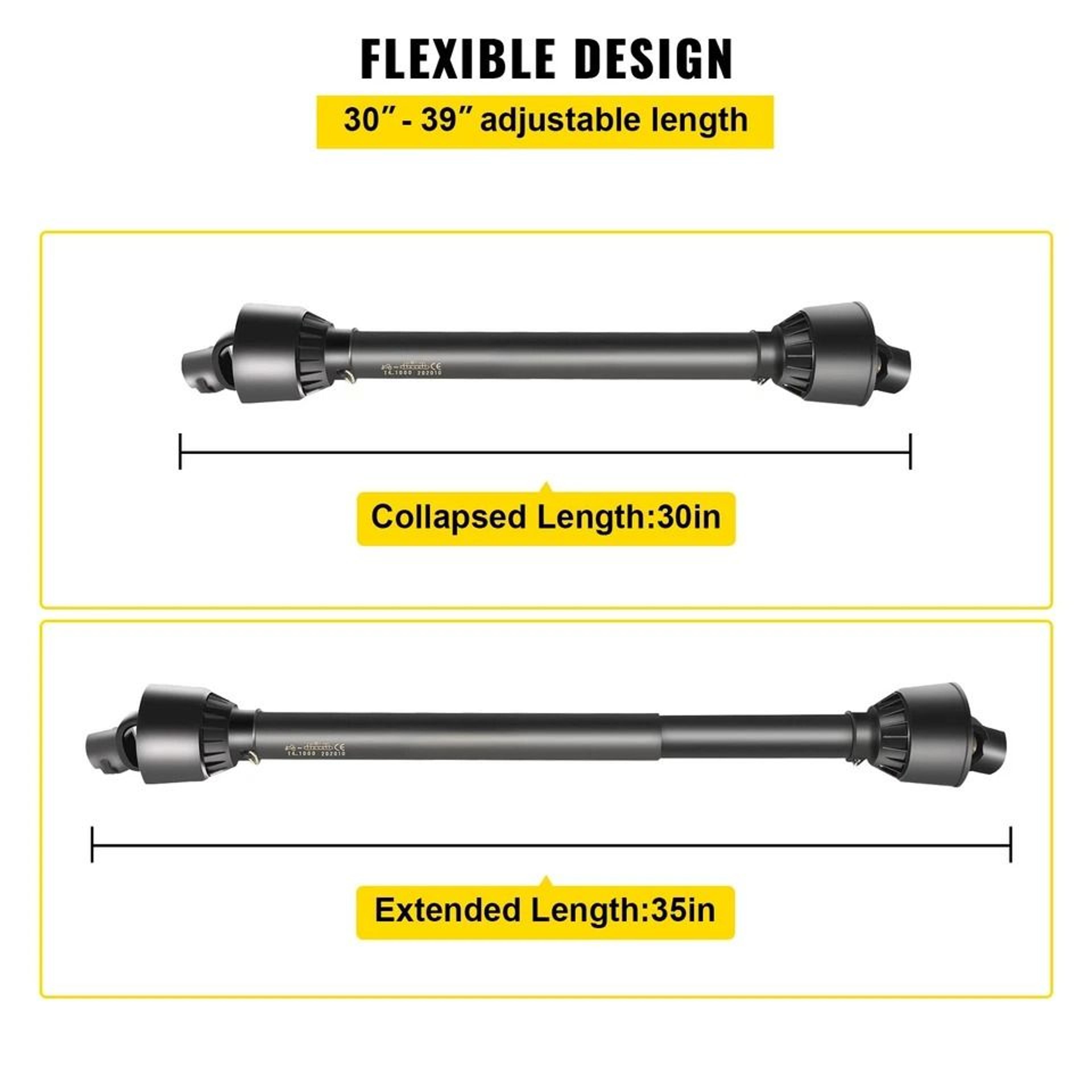 Shaft SplineRound Black Tractor Driveshaft Adjustable Length 2