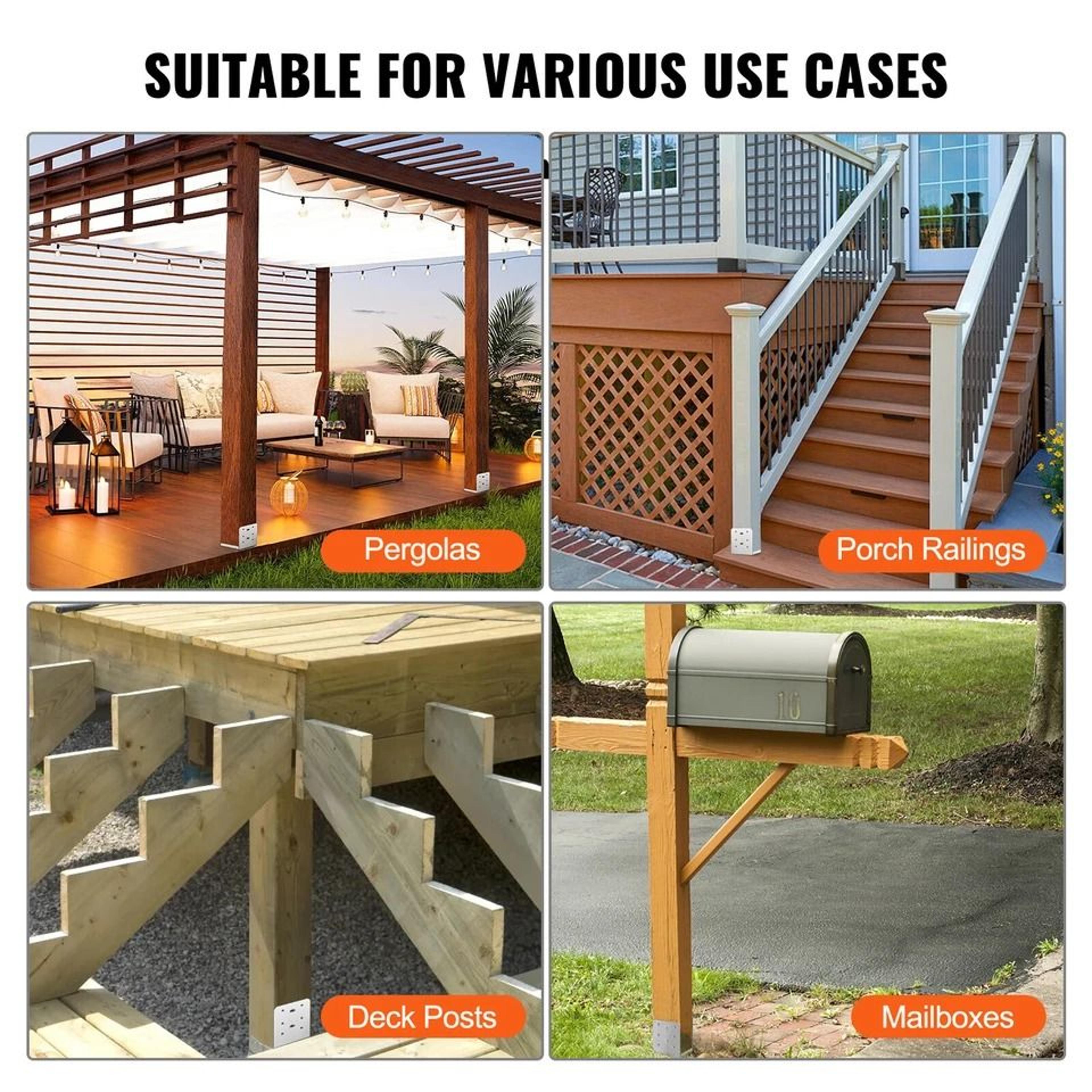 Adjustable 6x6 Concrete Deck Post Anchor Base Metal Bracket Heavy Duty Support For Decks  Railings 4