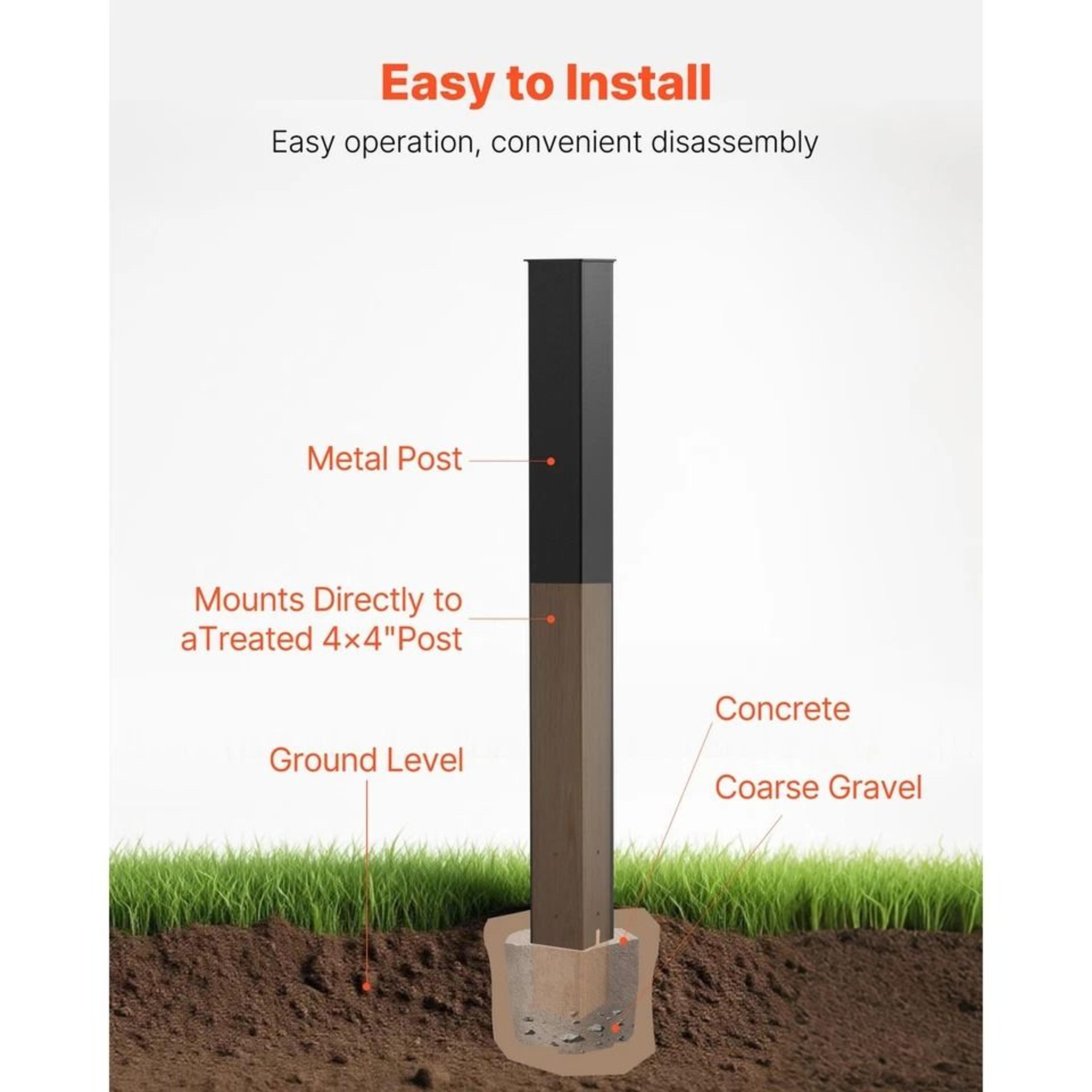 Durable Steel Mailbox Post Kit RustResistant Black Finish 5
