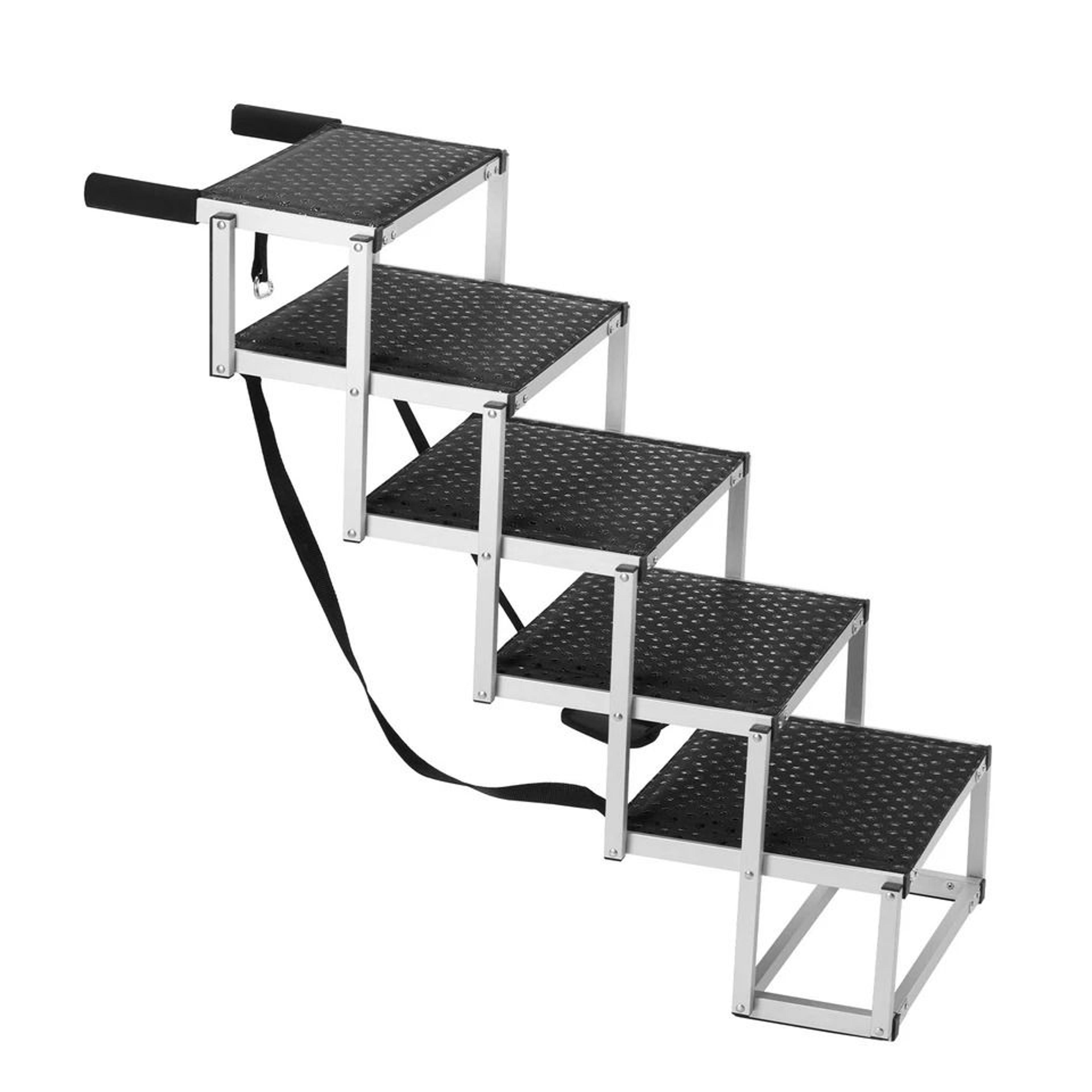 folding dog stair for cars aluminum, loads portable pet stairs for easy car access
