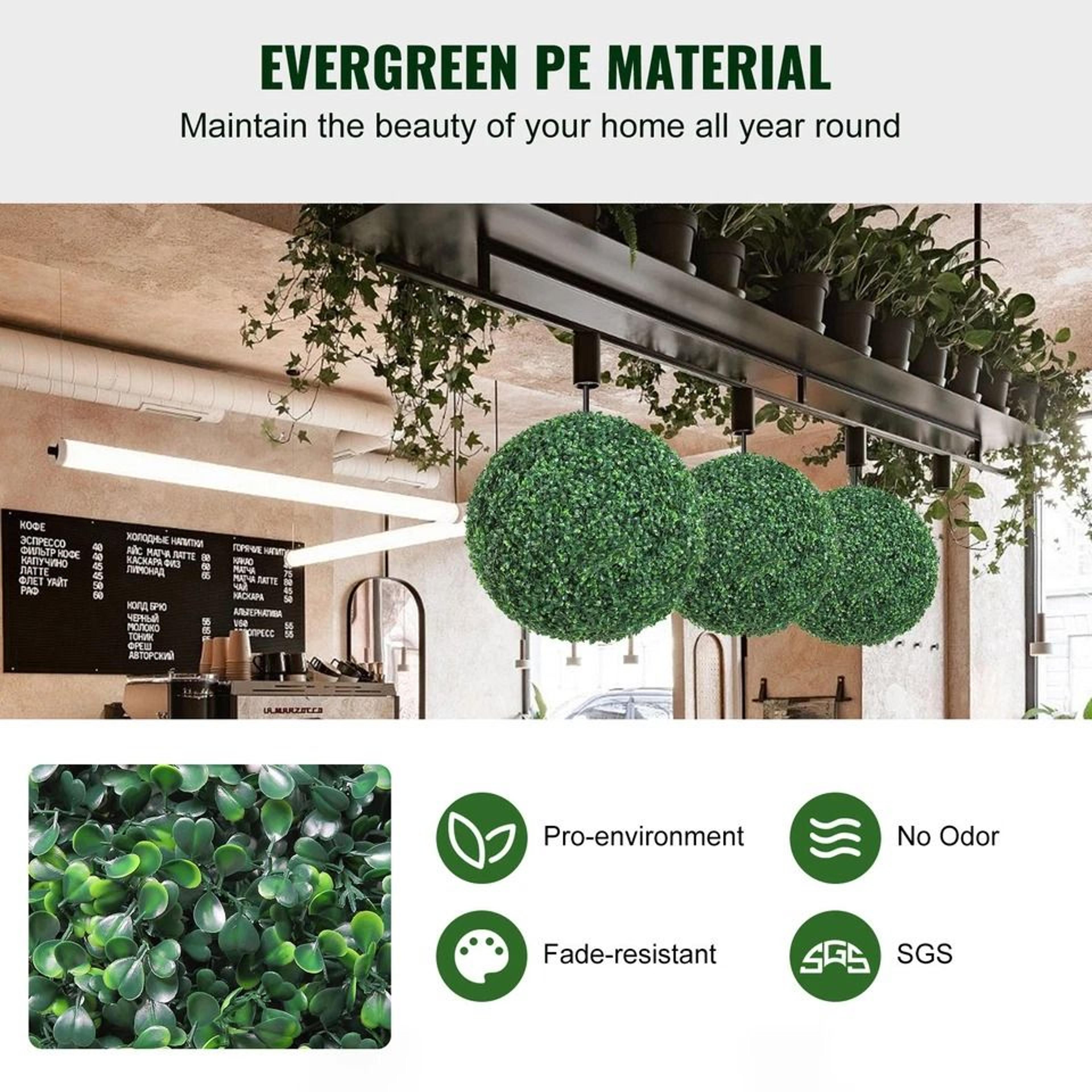 Artificial Topiary Greenery Balls With LED Lights For Indoor  Outdoor Decor 2