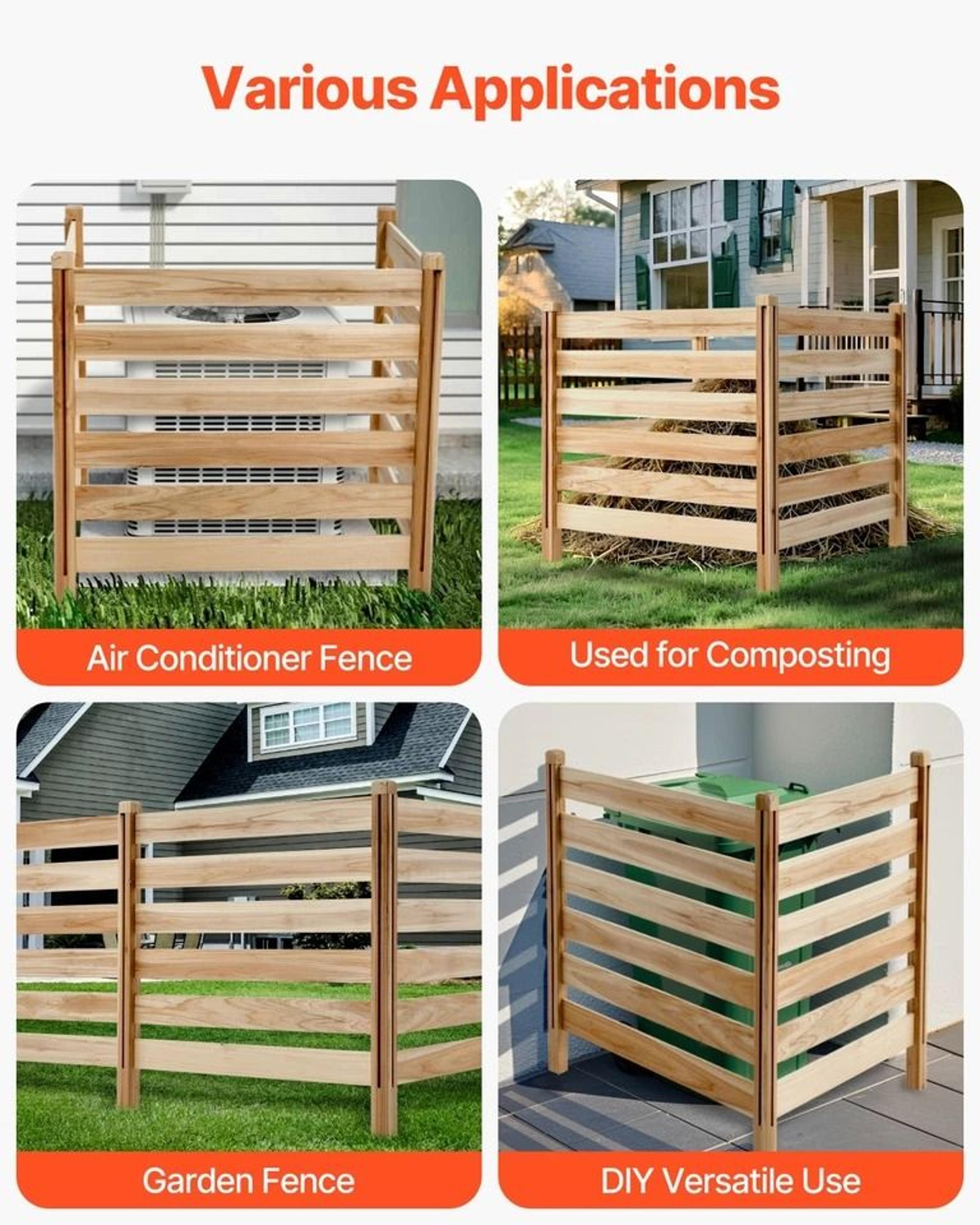 Wooden Privacy Fence For Air Conditioners Trash Bins  Outdoor Equipment Panel WeatherResistant 4