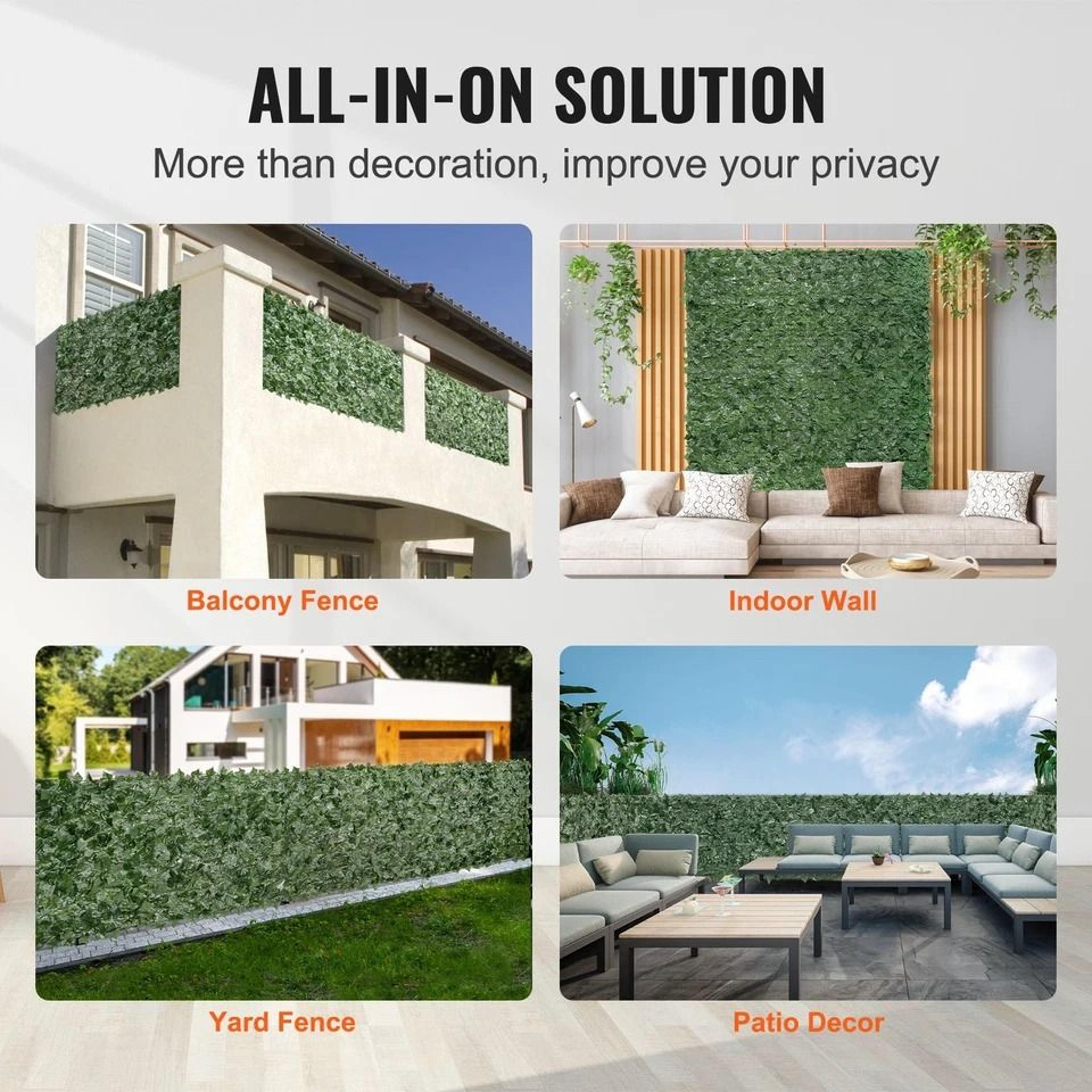 Premium Artificial Ivy Privacy Fence Screen Realistic Faux Ivy Fence Mesh Backing 5