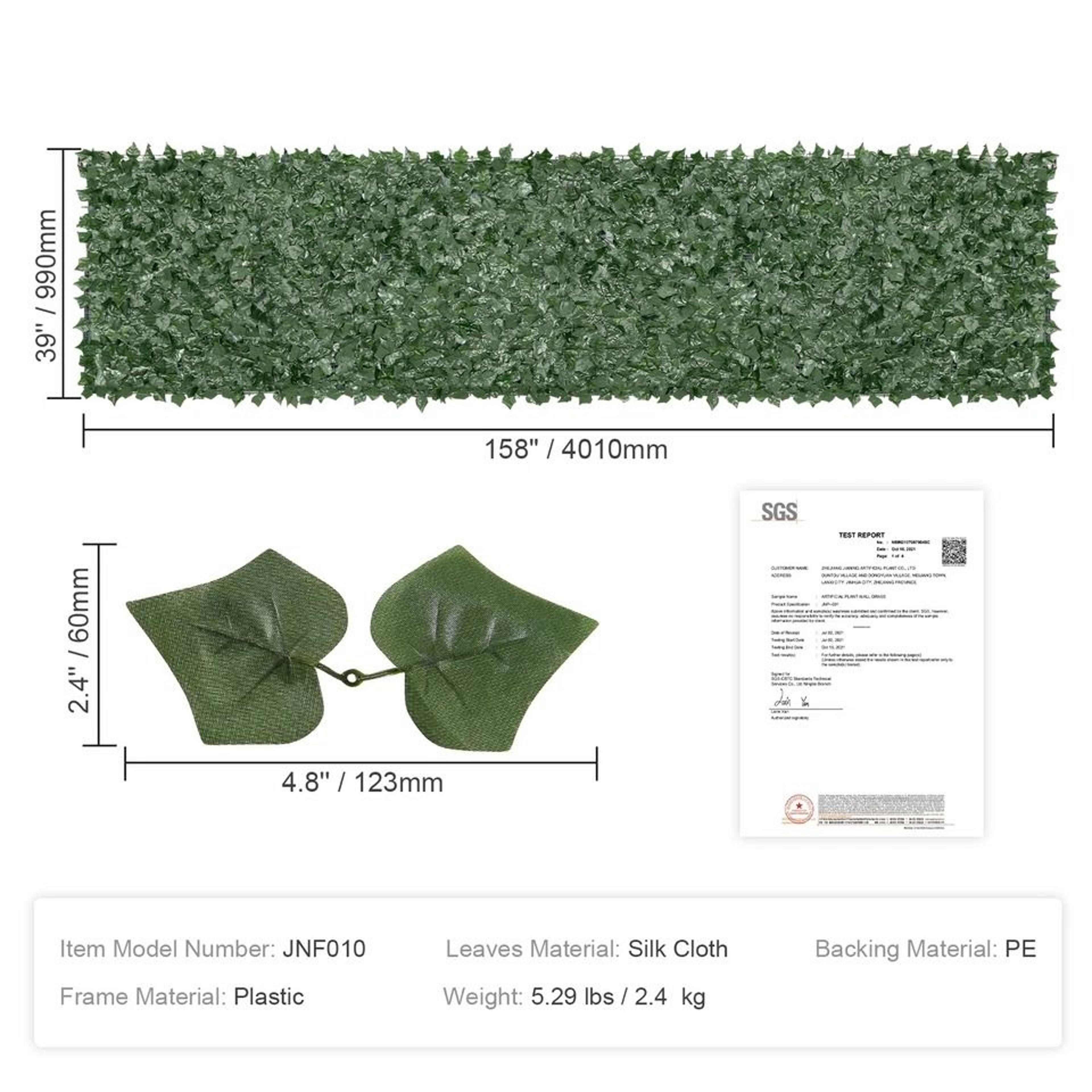 Premium Artificial Ivy Privacy Fence Screen Realistic Faux Ivy Fence Mesh Backing 6