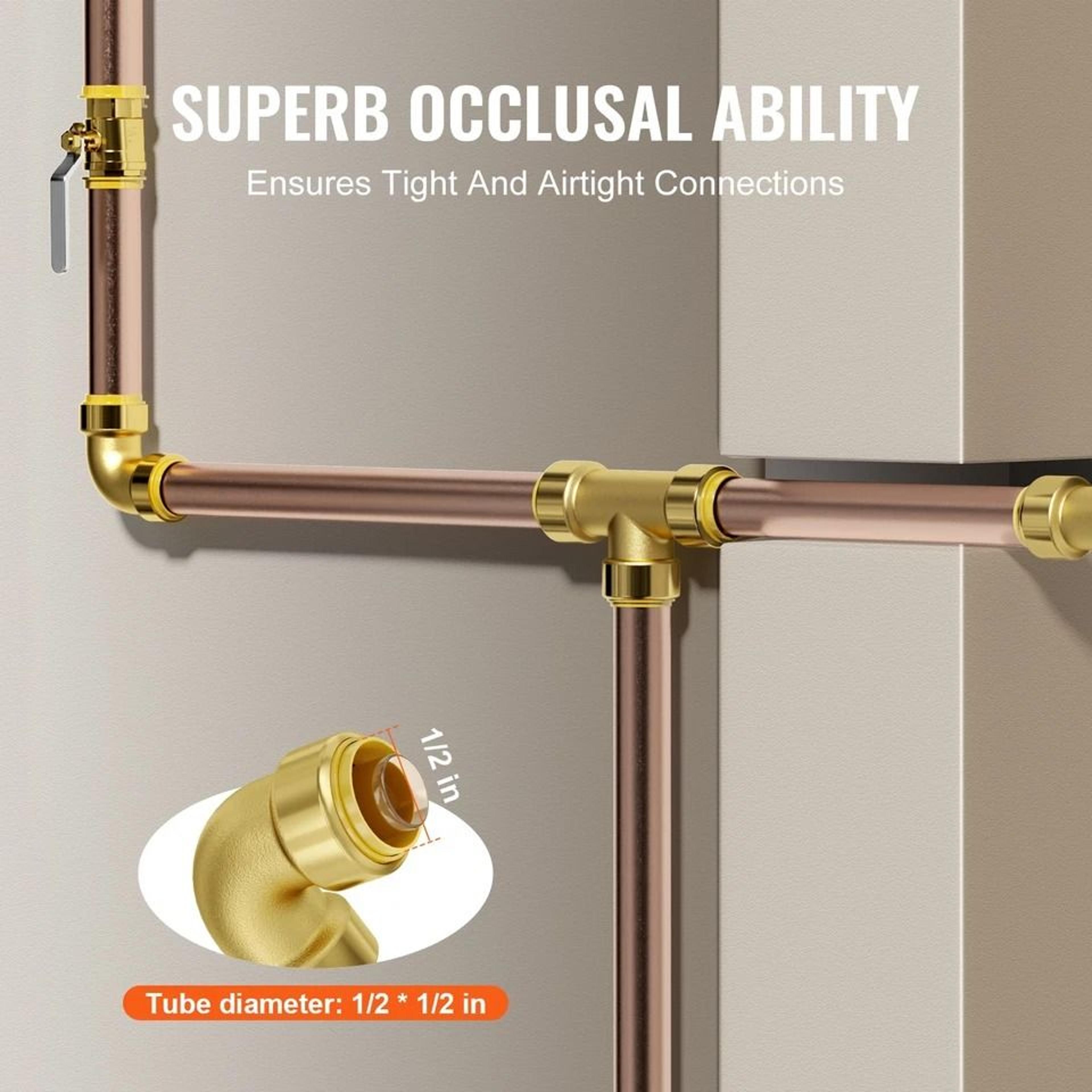 PushFit Brass Elbow Pipe Fittings For Air Systems And PEX Copper CPVC Pipes 4