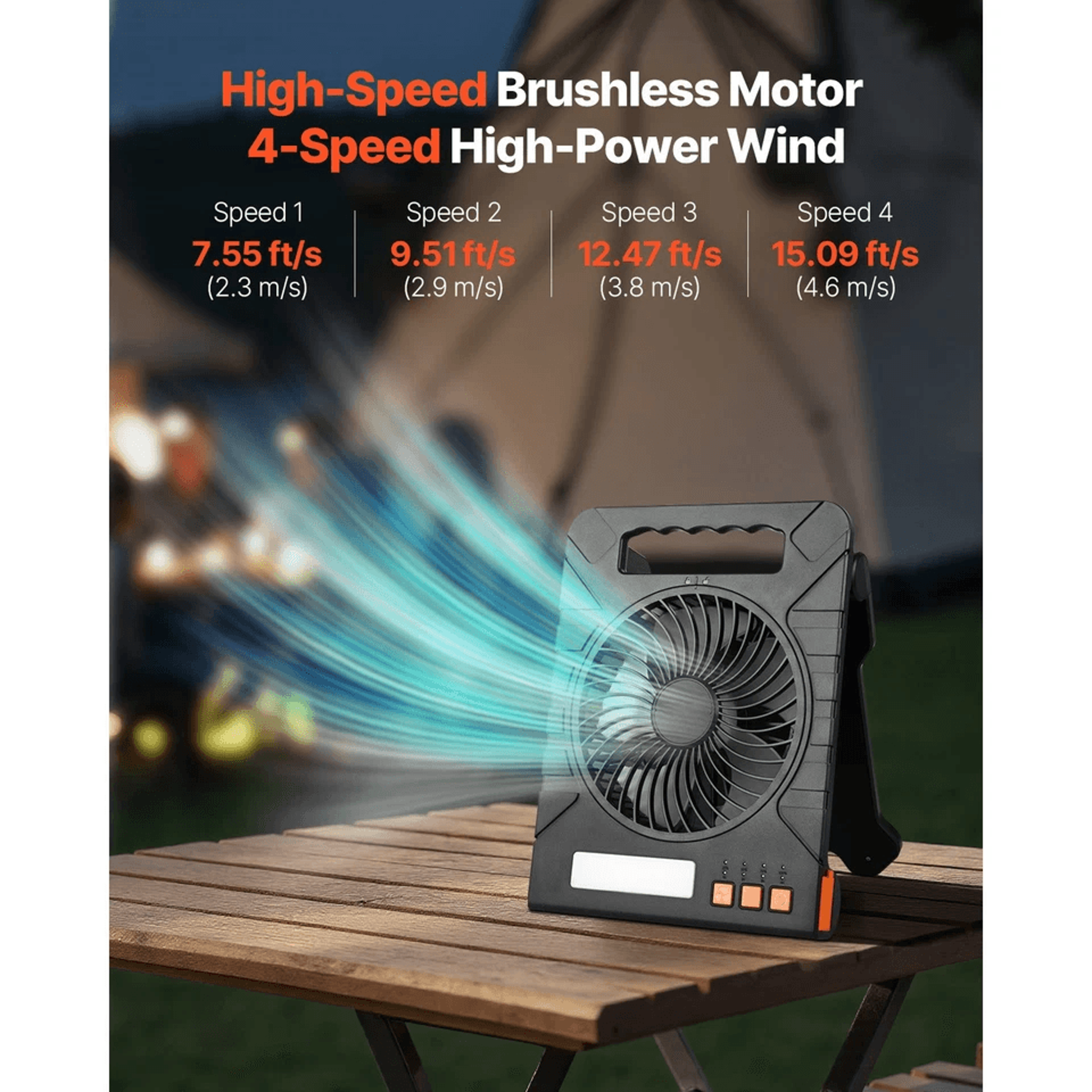 Solar Powered Fan With Rechargeable Battery  LED Light Portable  Cordless EcoFriendly Outdoor Fan 3