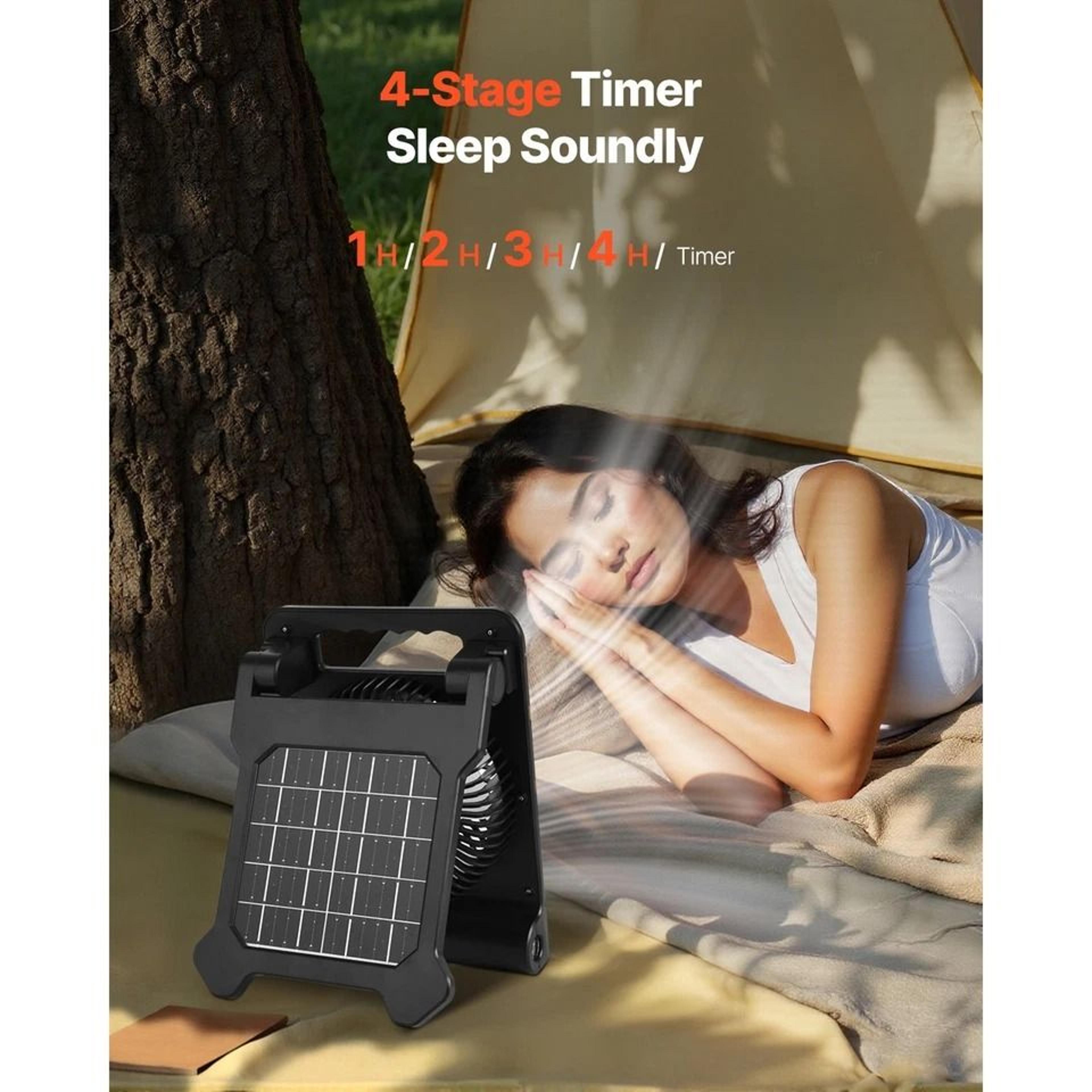 Solar Powered Fan With Rechargeable Battery  LED Light Portable  Cordless EcoFriendly Outdoor Fan 4