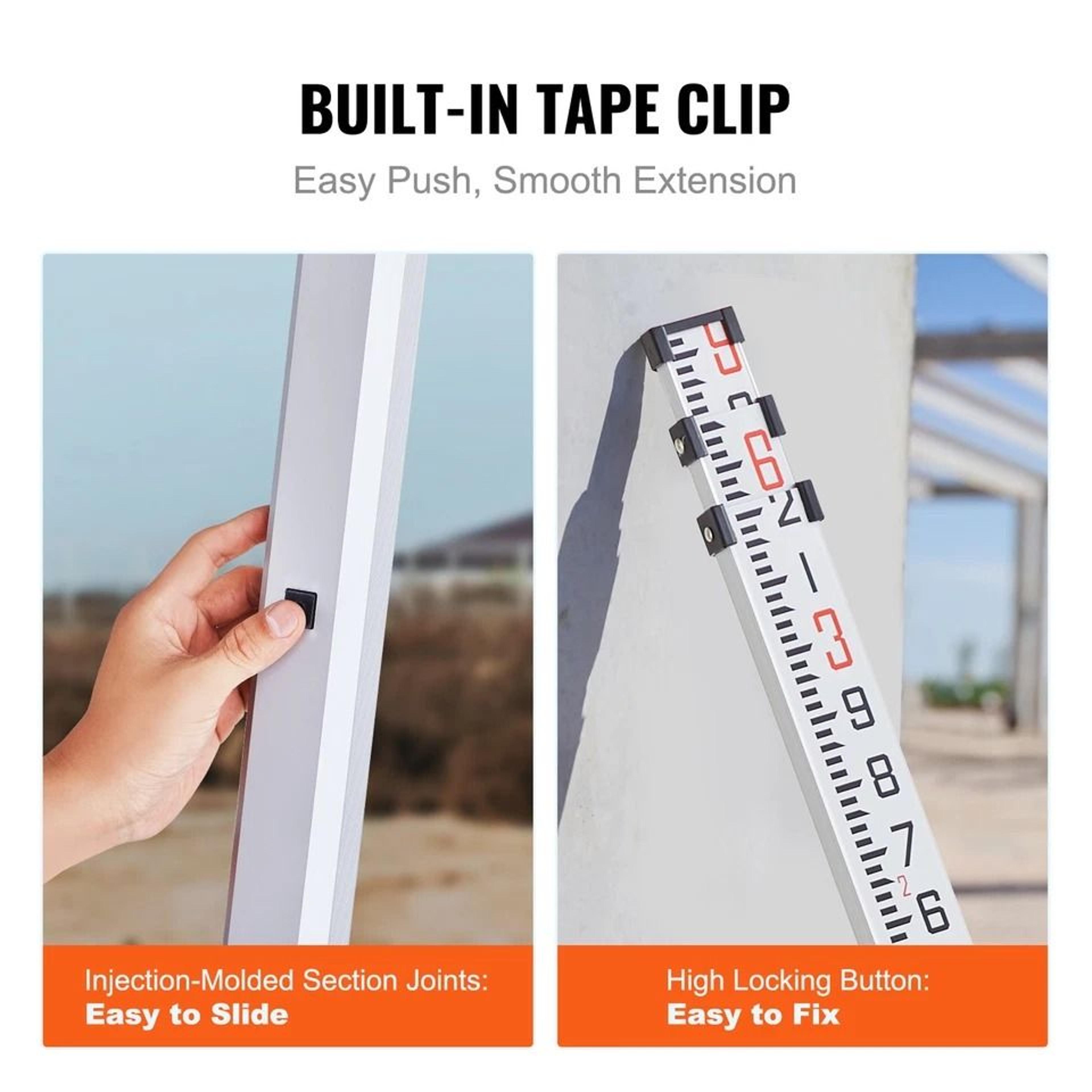 Professional Telescopic Aluminum Leveling Rod With Dual Side Precision Scale 6