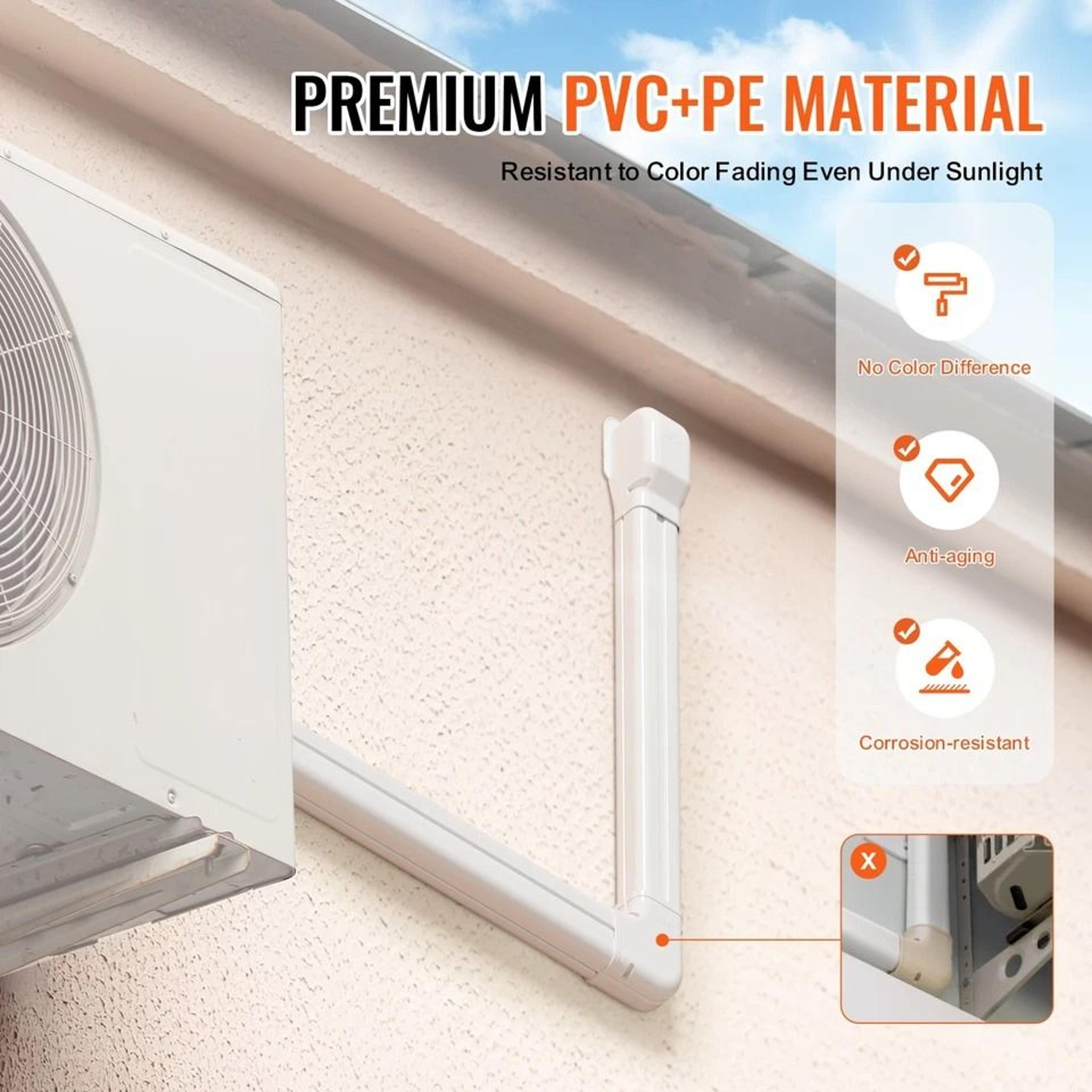Line Set Cover Kit For Mini SplitCentral Air Conditioner PVC Durable  Protective 2