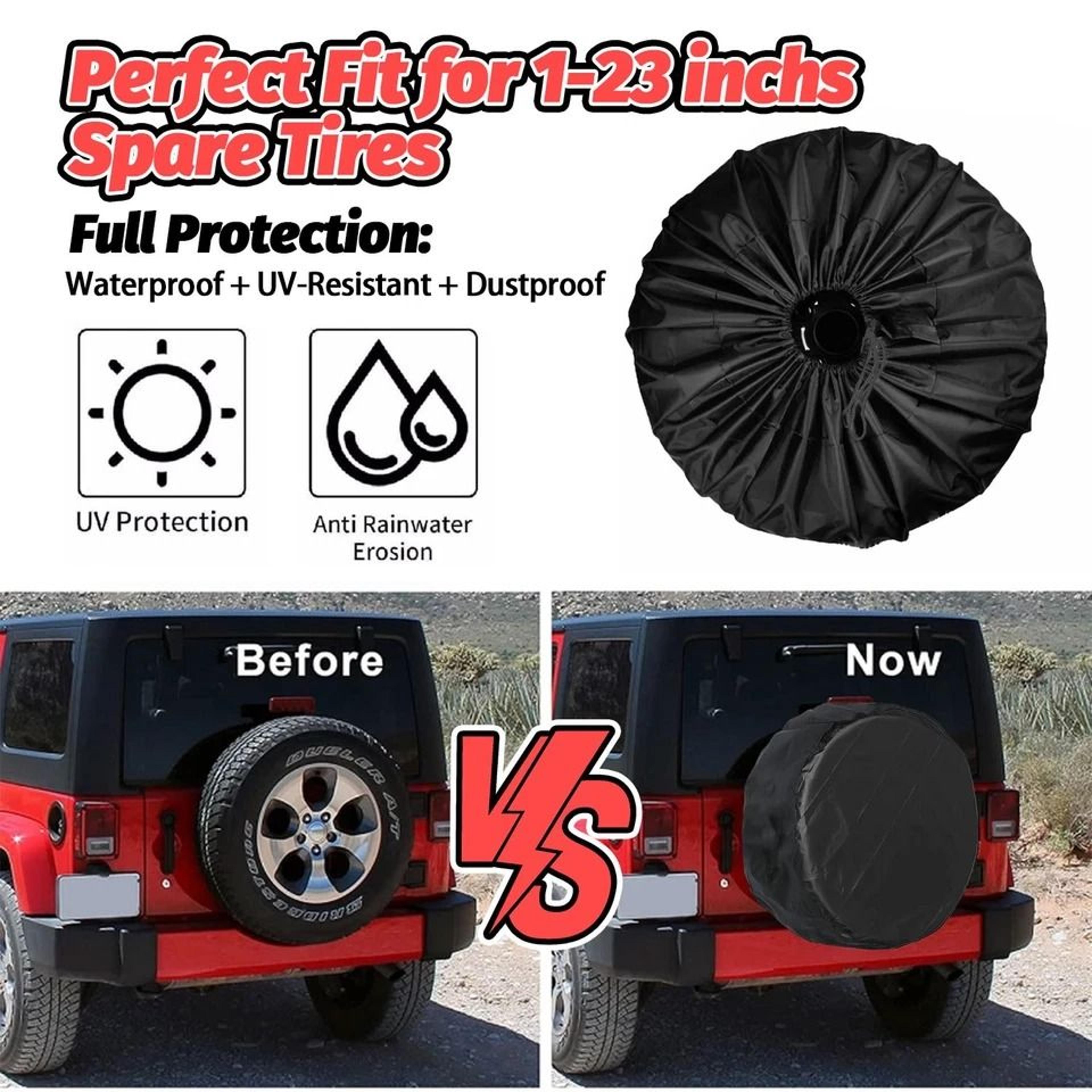 Durable Black DIY Spare Tire Cover For Trailer Wheels Protects Against Sun  Rain 7
