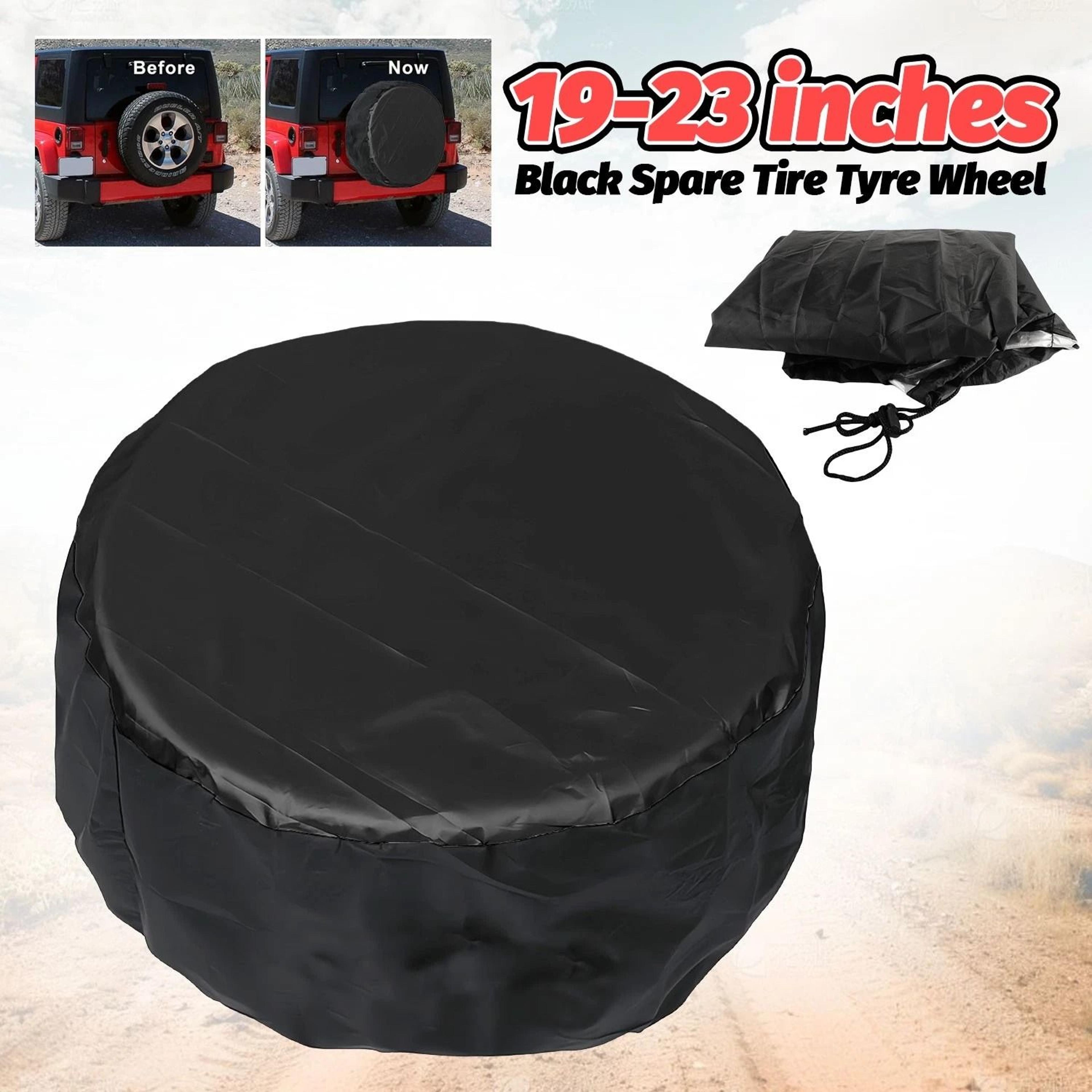 Durable Black DIY Spare Tire Cover For Trailer Wheels Protects Against Sun  Rain 8