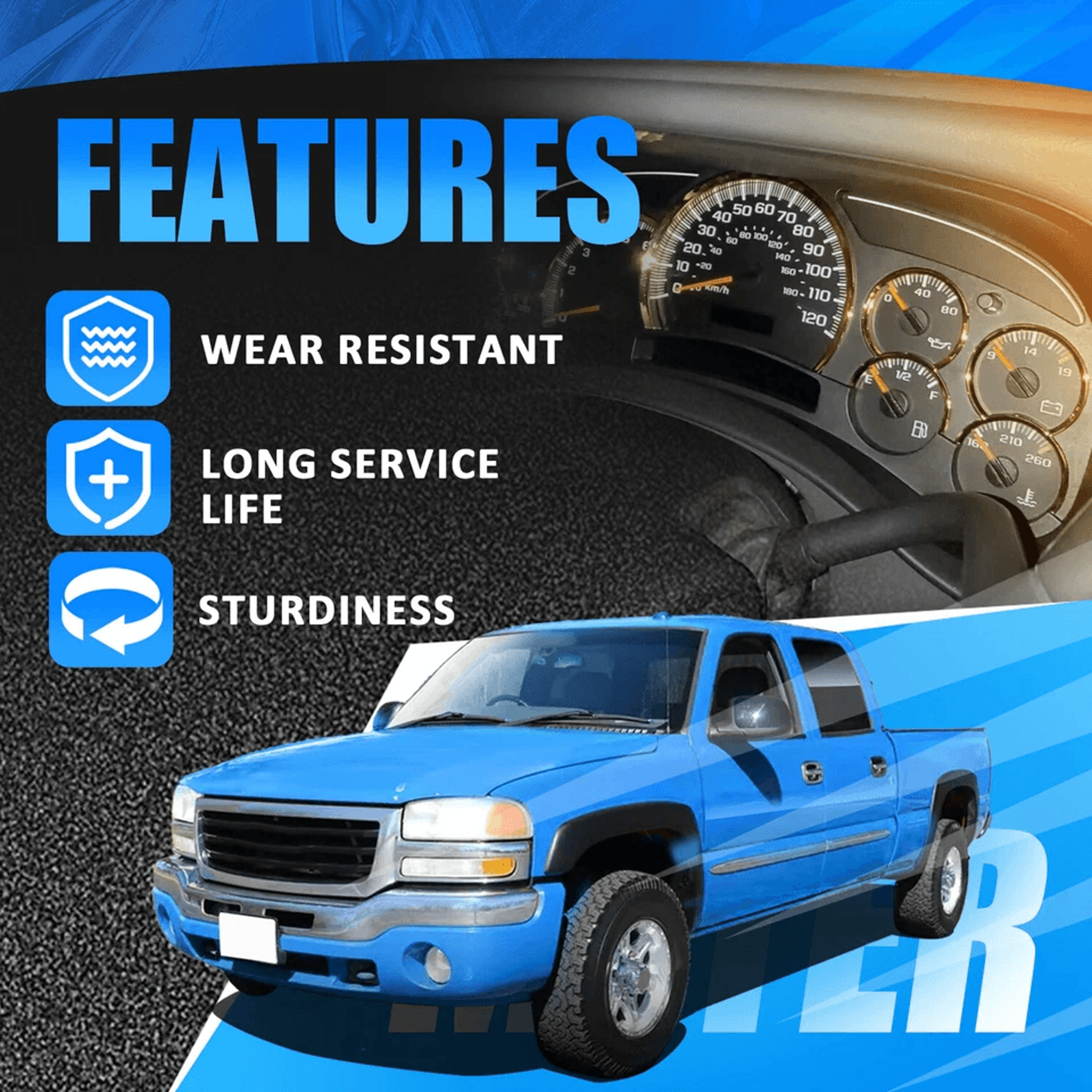 GM Gauge Cluster Lens Cover With Gold Trim Rings For Chevy Silverado And GMC Sierra Instrument Clus 9