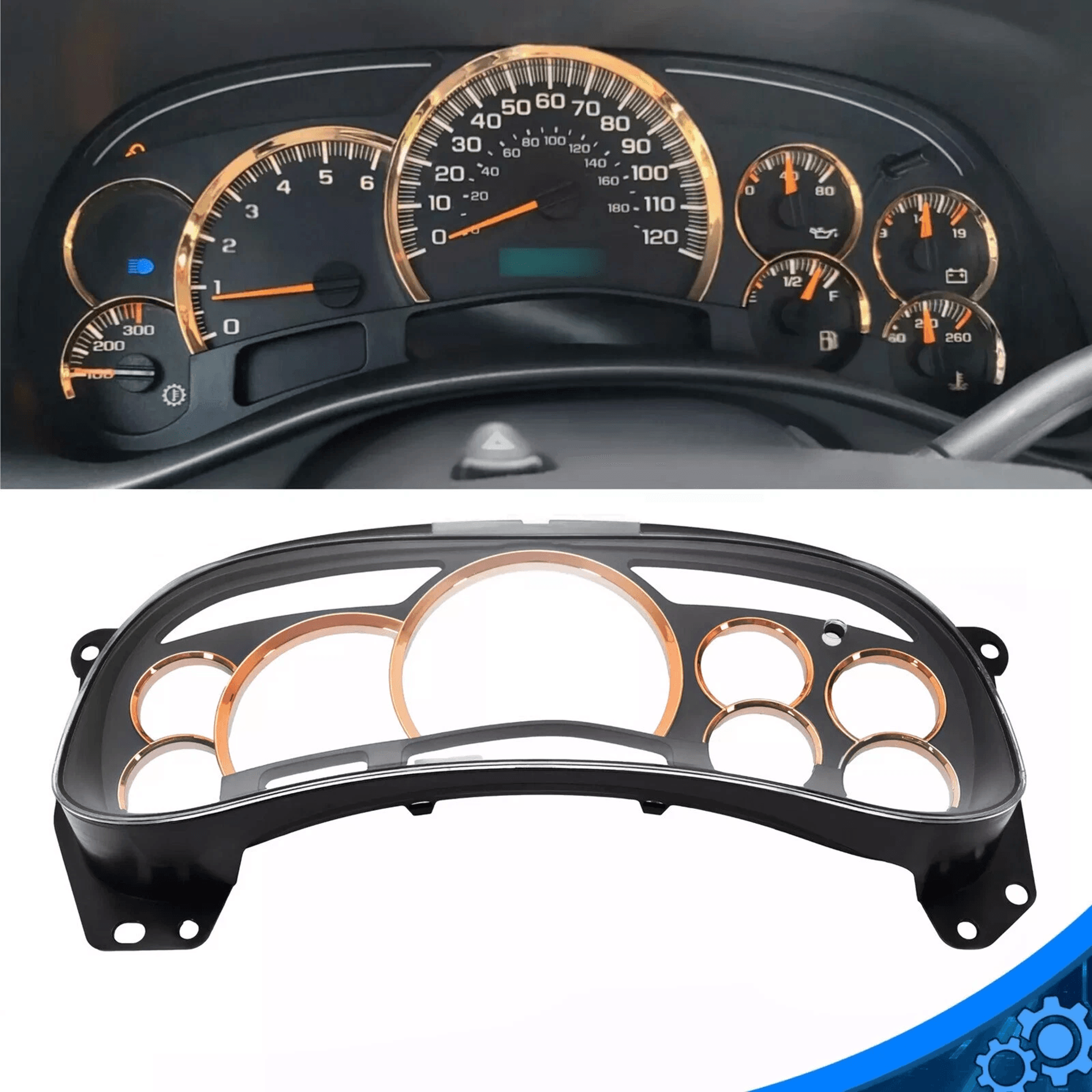 GM Gauge Cluster Lens Cover With Gold Trim Rings For Chevy Silverado And GMC Sierra Instrument Clus 10