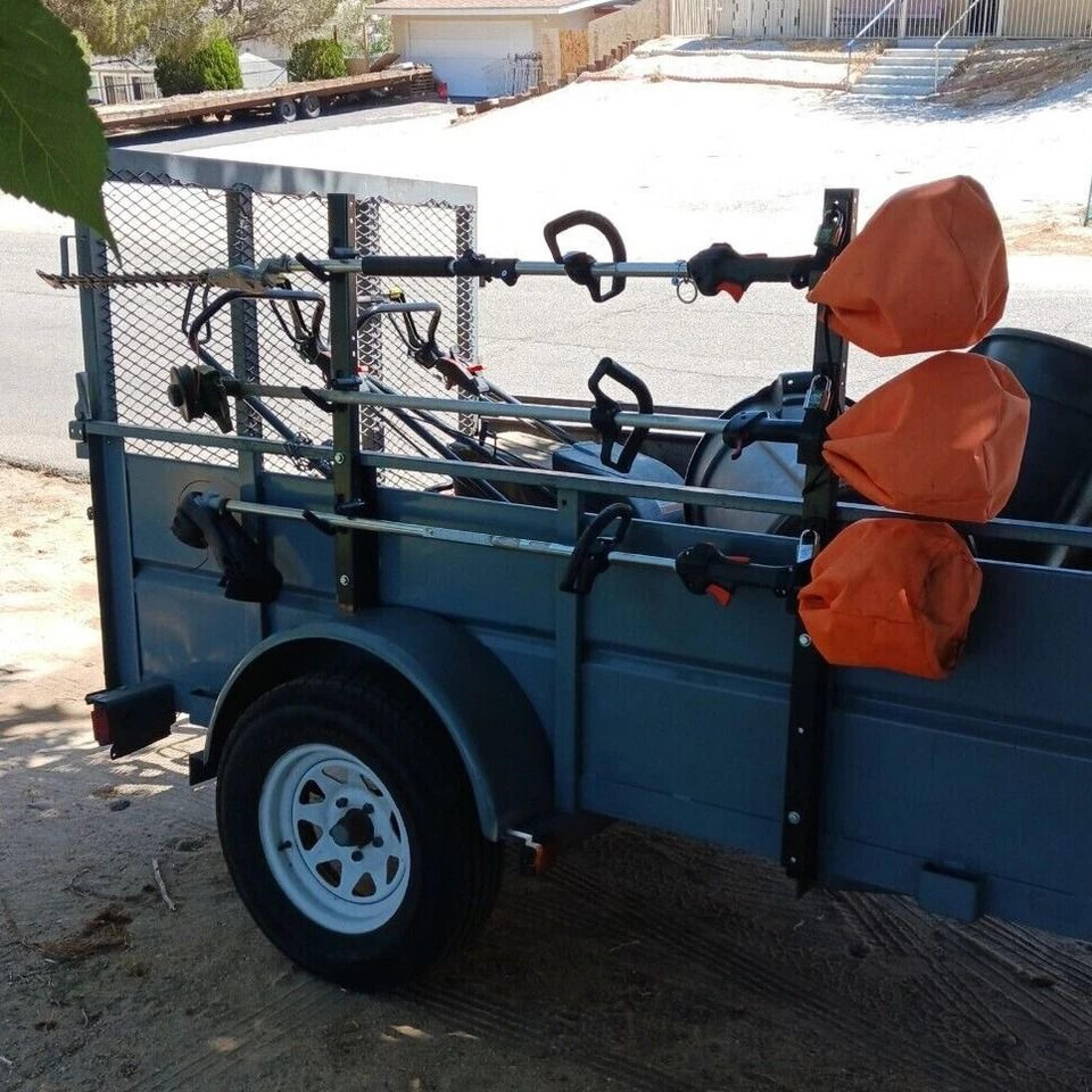 trimmer rack with lock weed eater carrier for truck and trailer