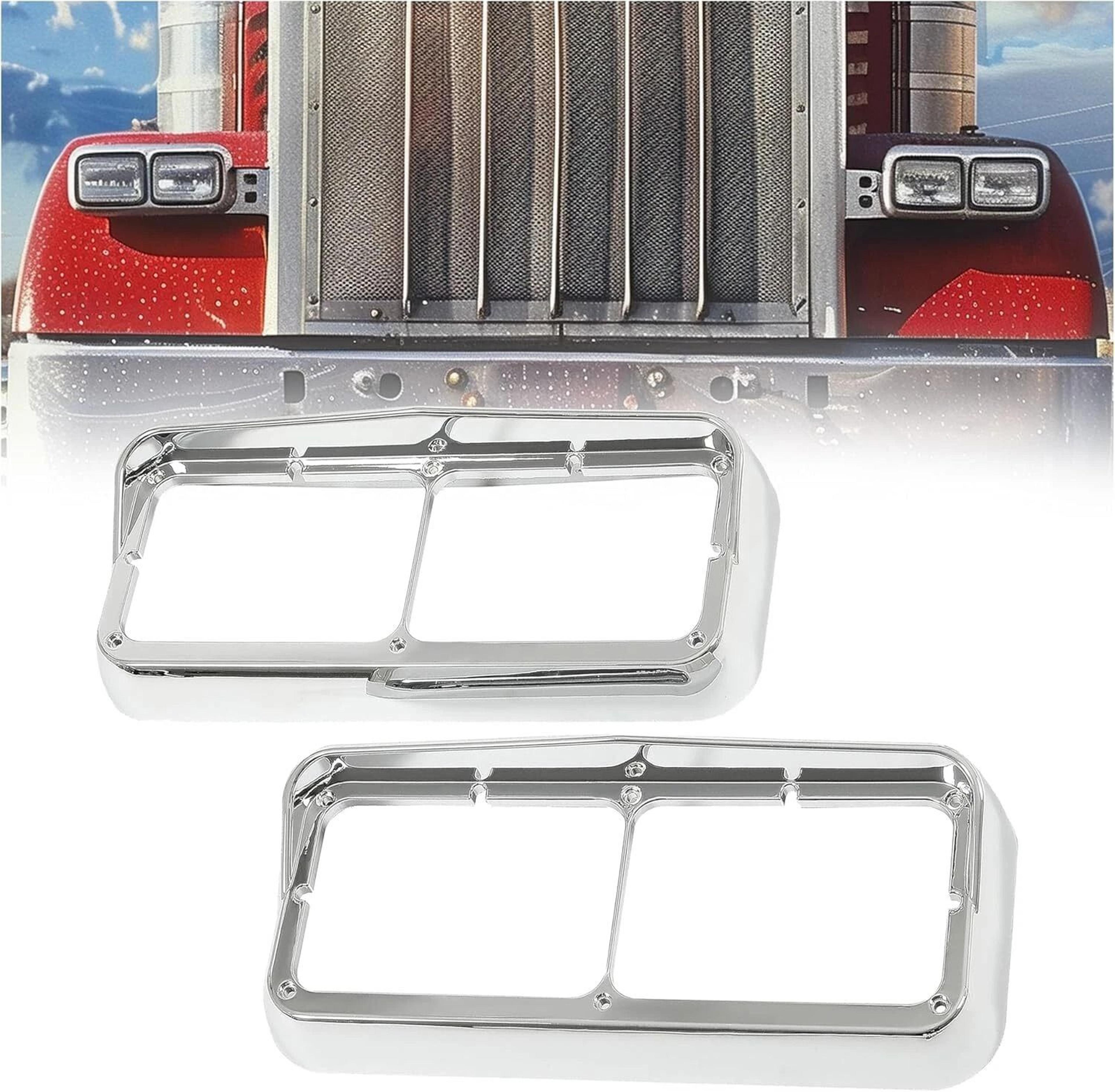 Premium Chrome Headlight Bezel Pair For Kenworth Trucks Headlight Bezel Replacement 7
