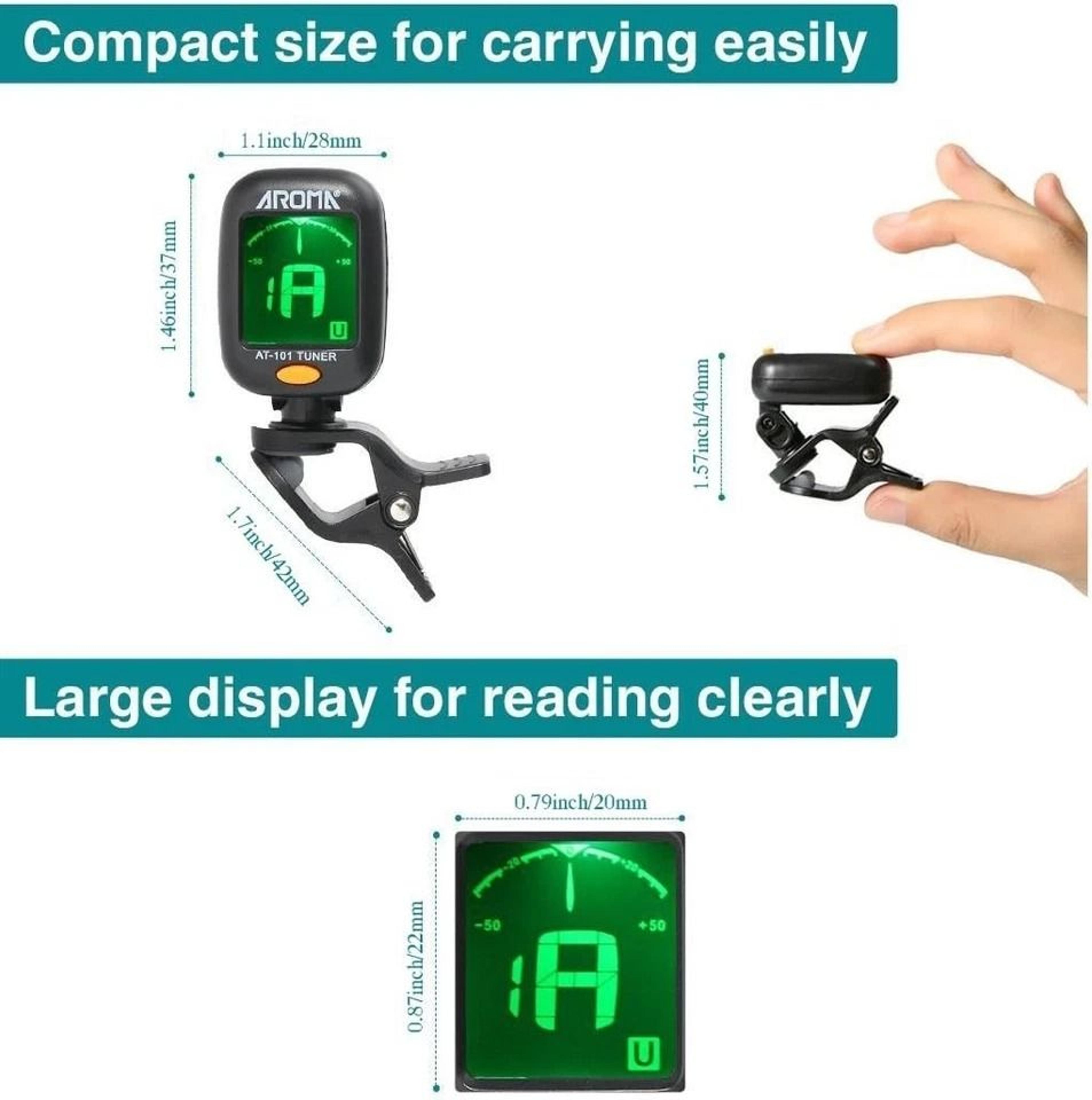 ClipOn Guitar Tuner With LCD Display Chromatic Digital Tuner For Guitar Bass Ukulele Violin 6