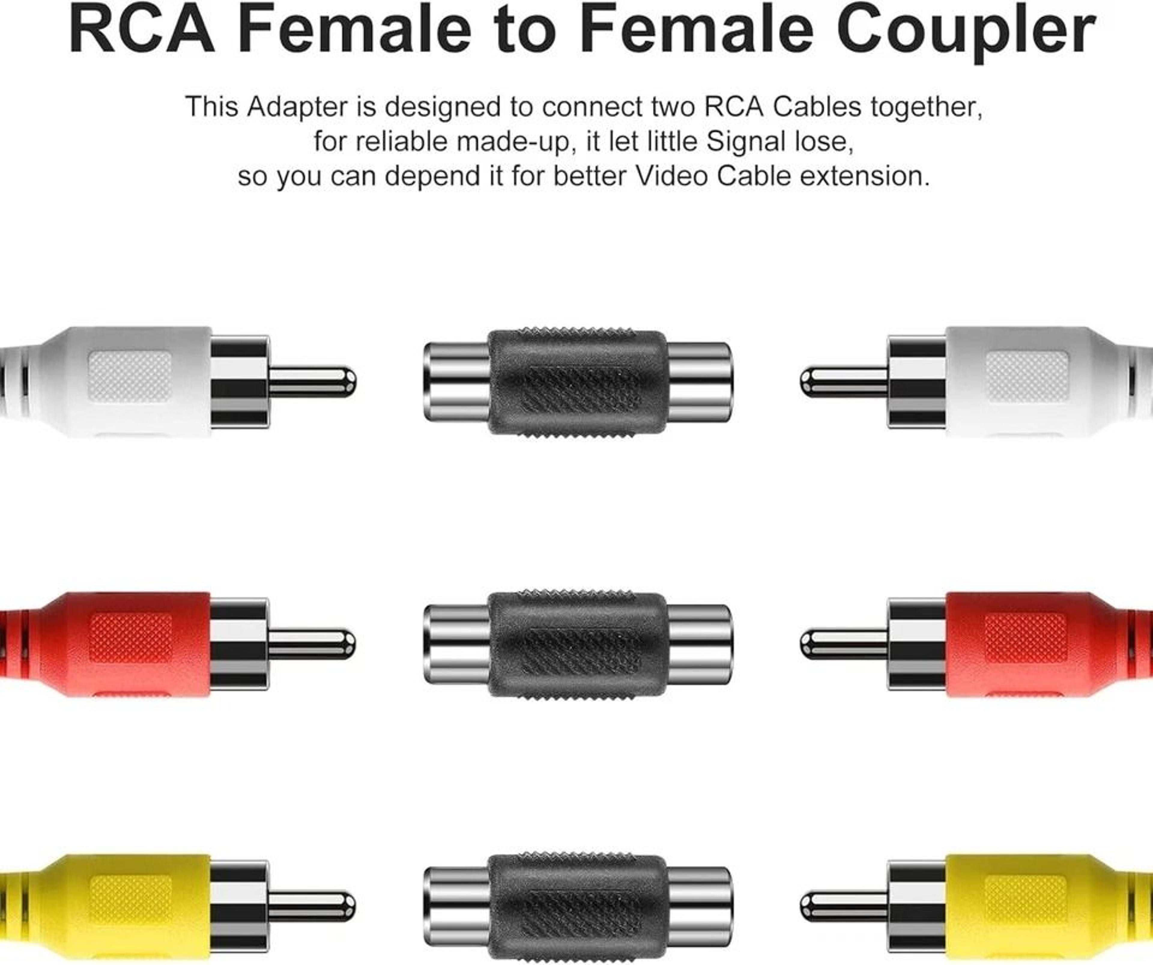 RCA Female To Female Coupler Adapter For AV Audio Video Cable Extension 1