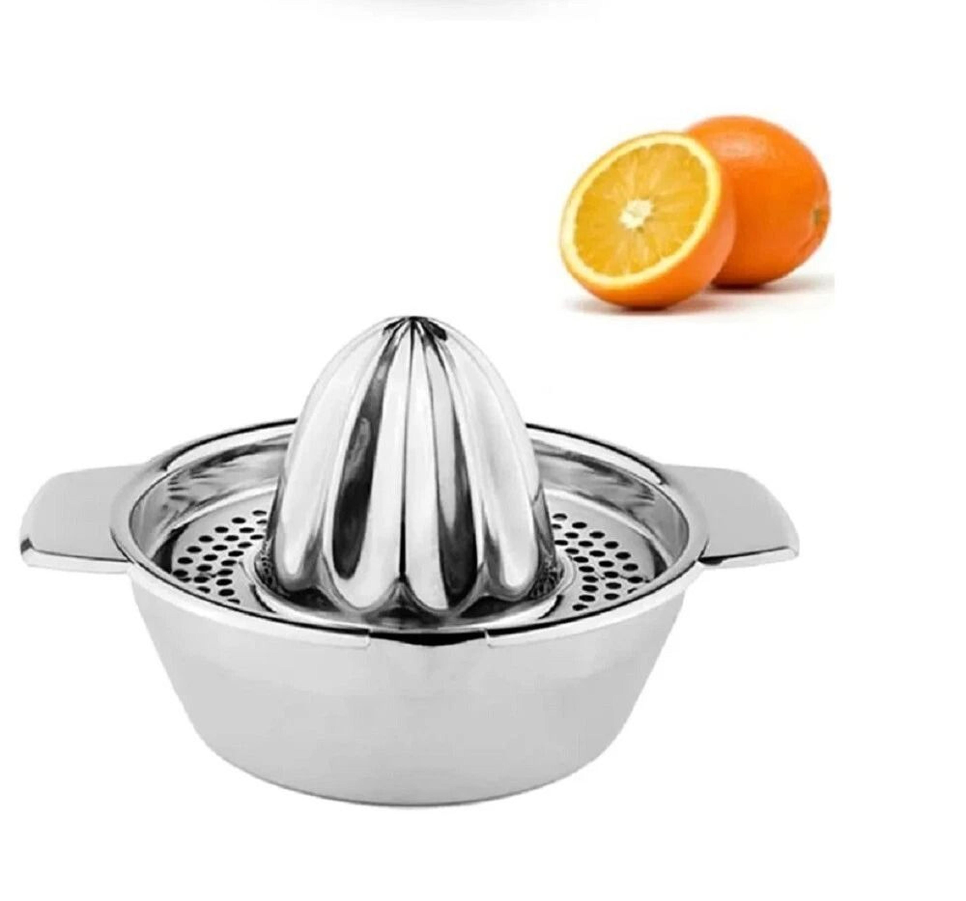 stainless steel manual citrus juicer lemon, lime & orange squeezer with bowl and strainer