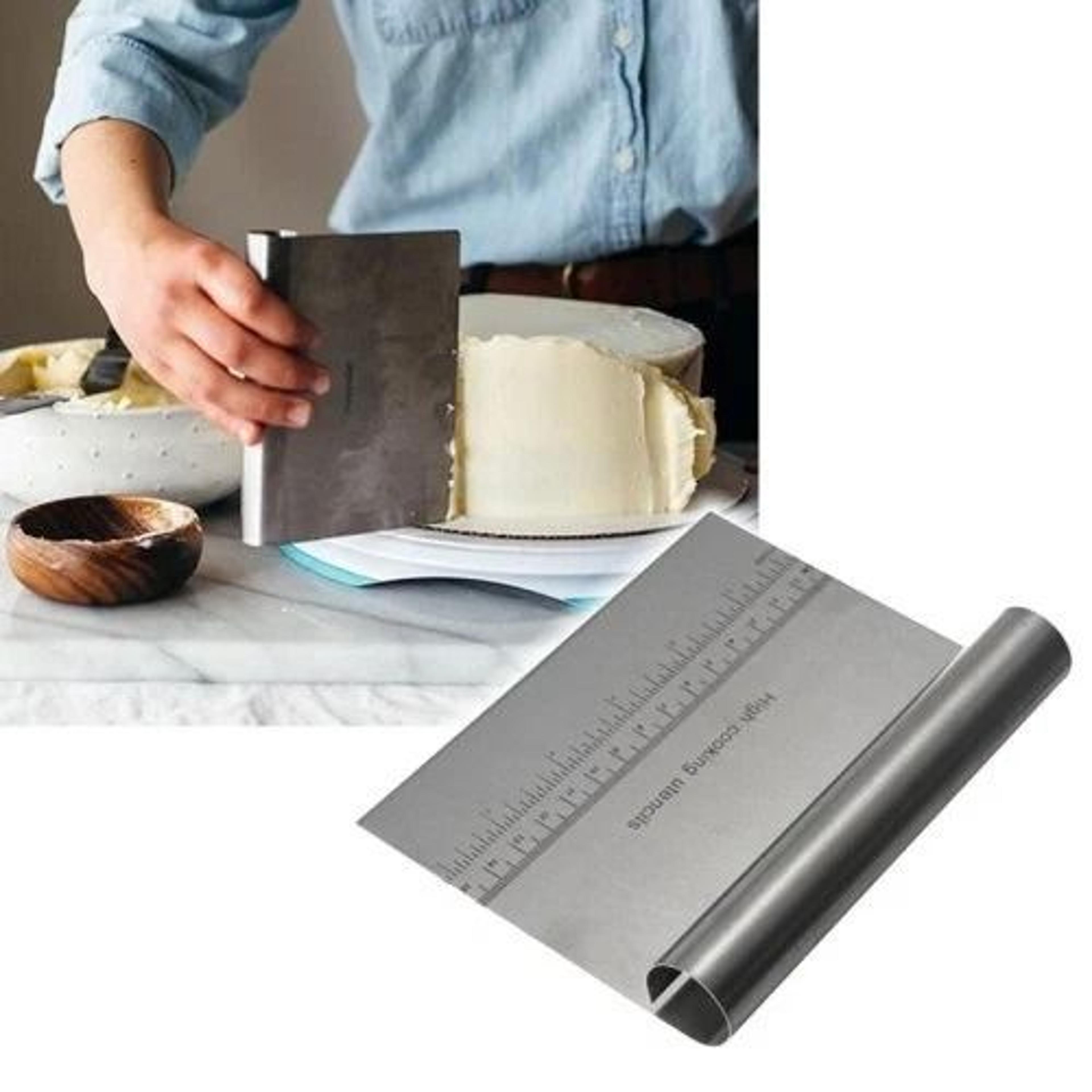 stainless steel dough scraper cutter for pizza, pastry, and cake baking