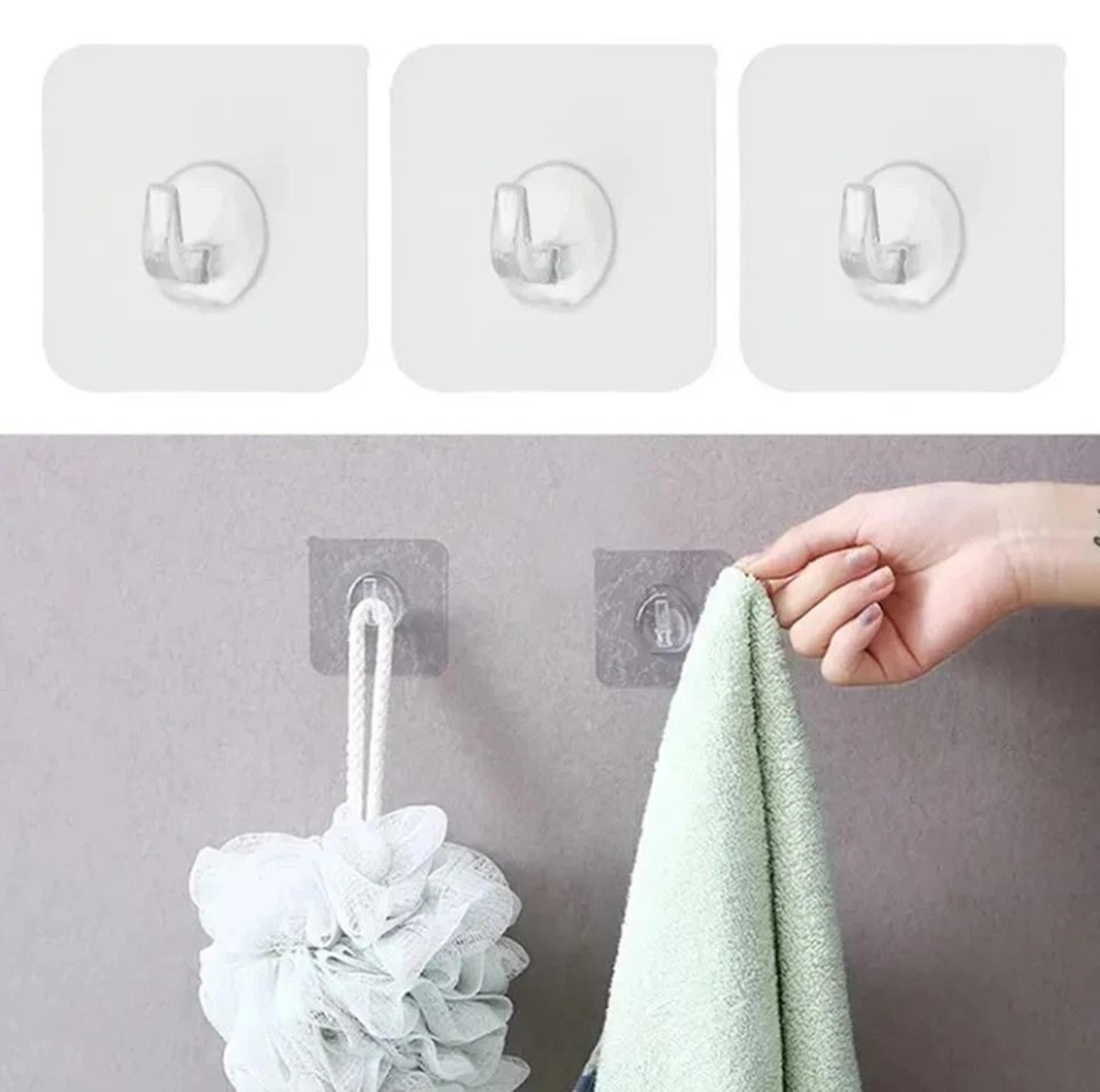 Clear HeavyDuty Adhesive Wall Hooks Seamless NonDamaging Hangers For Home Organization 1