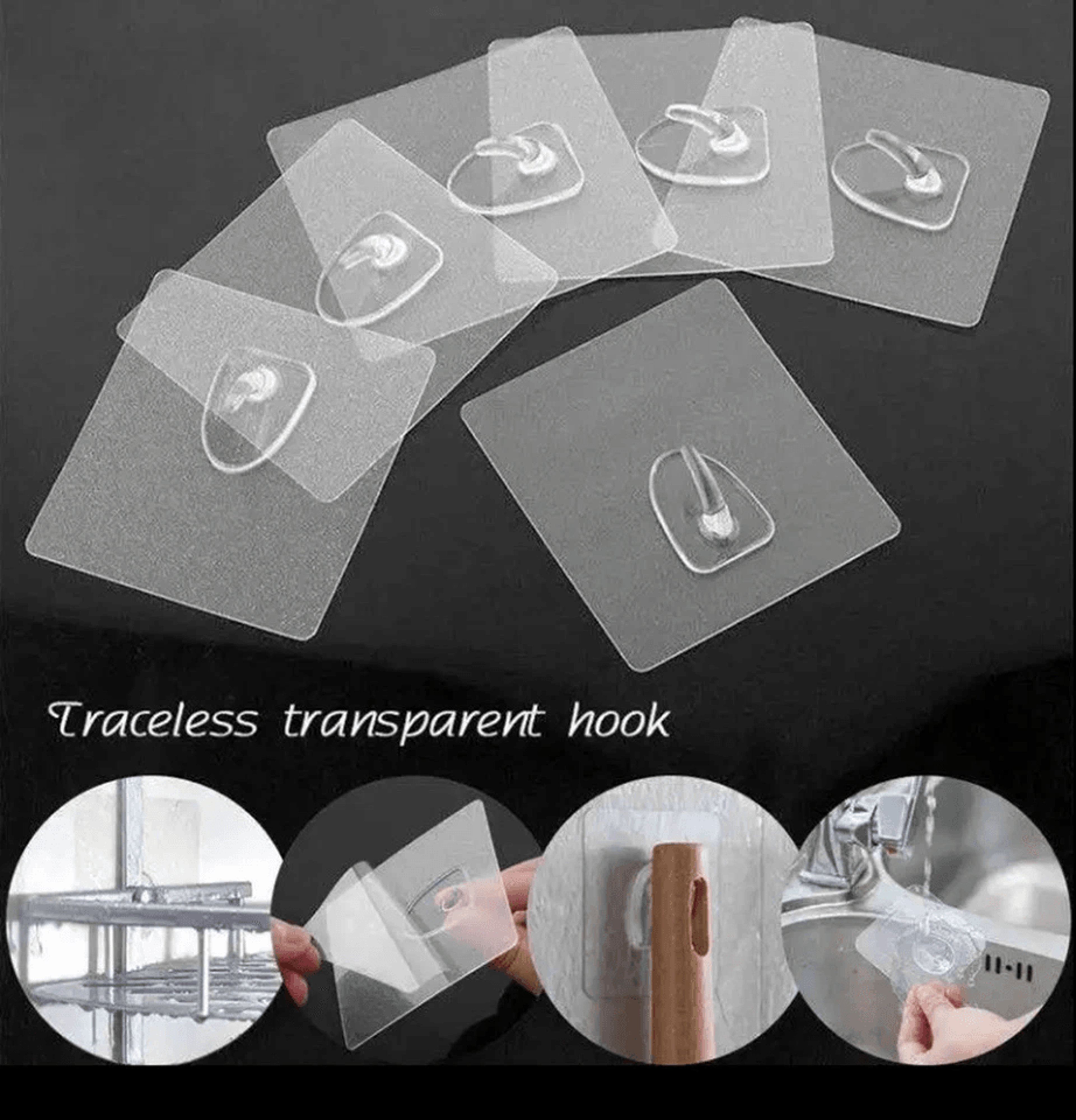Clear HeavyDuty Adhesive Wall Hooks Seamless NonDamaging Hangers For Home Organization 7