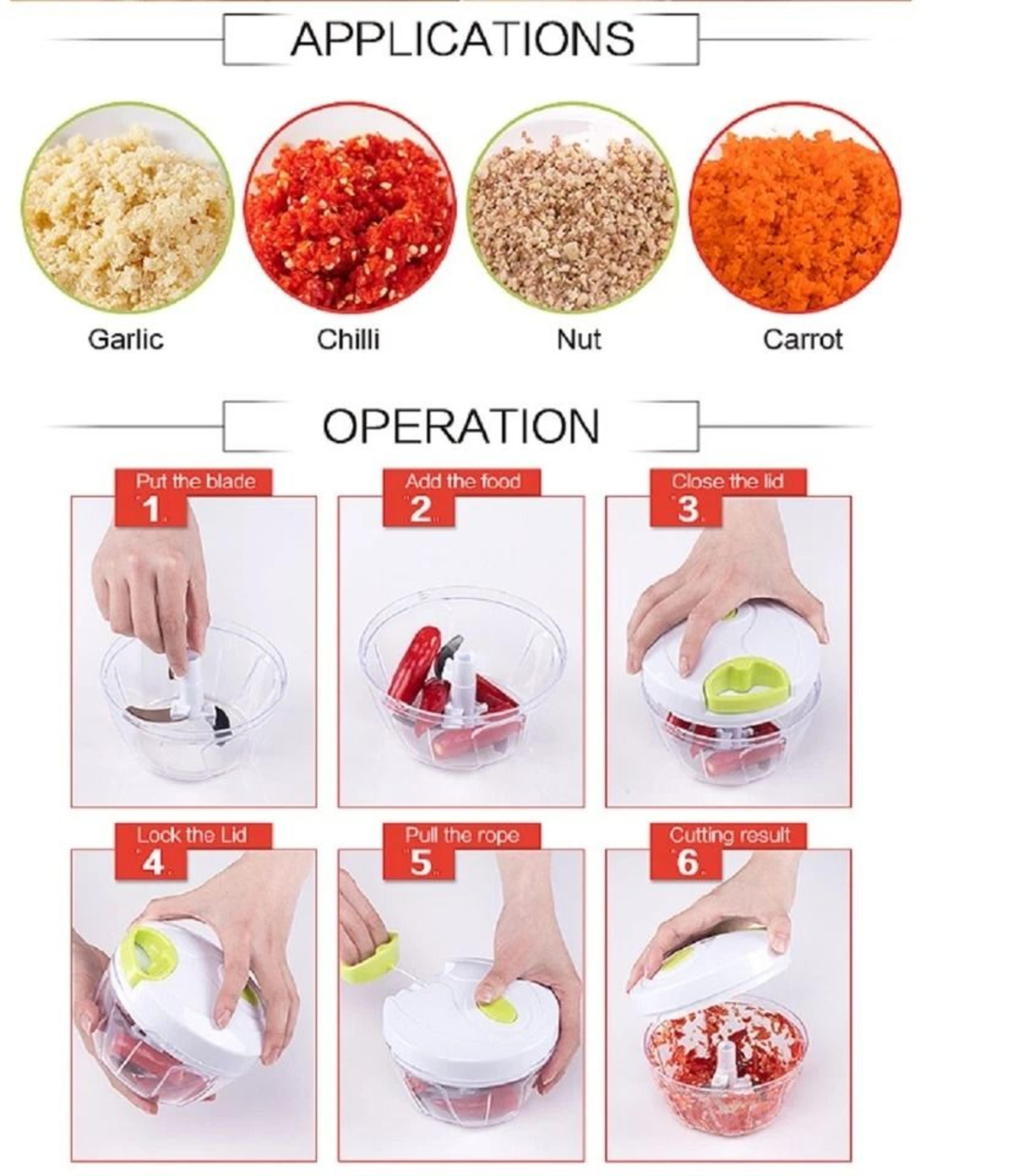 Portable Manual Food Chopper HandPull String Onion Garlic  Vegetable Mincer 2