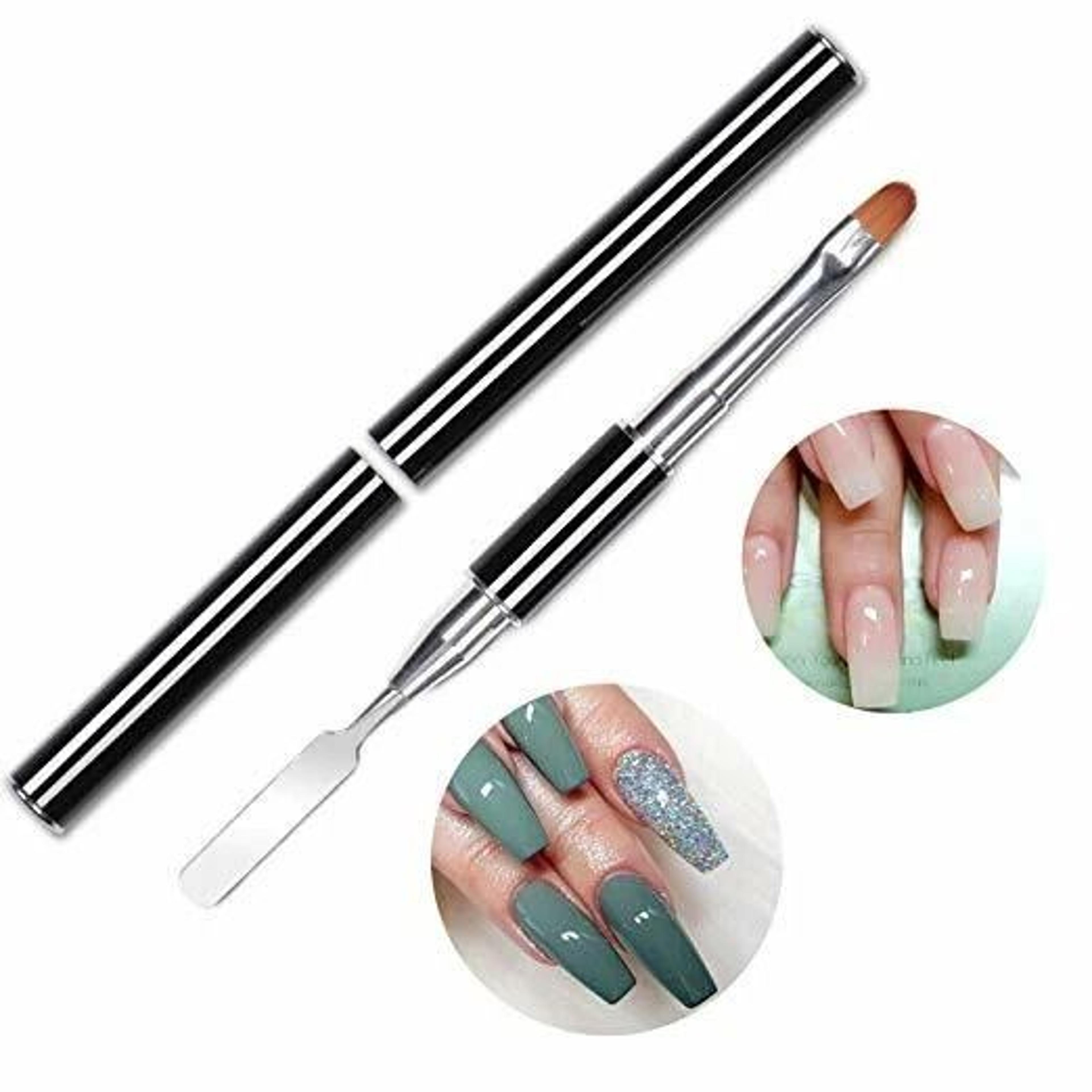 polygel nail brush & spatula dual end gel builder application tool for perfect nails