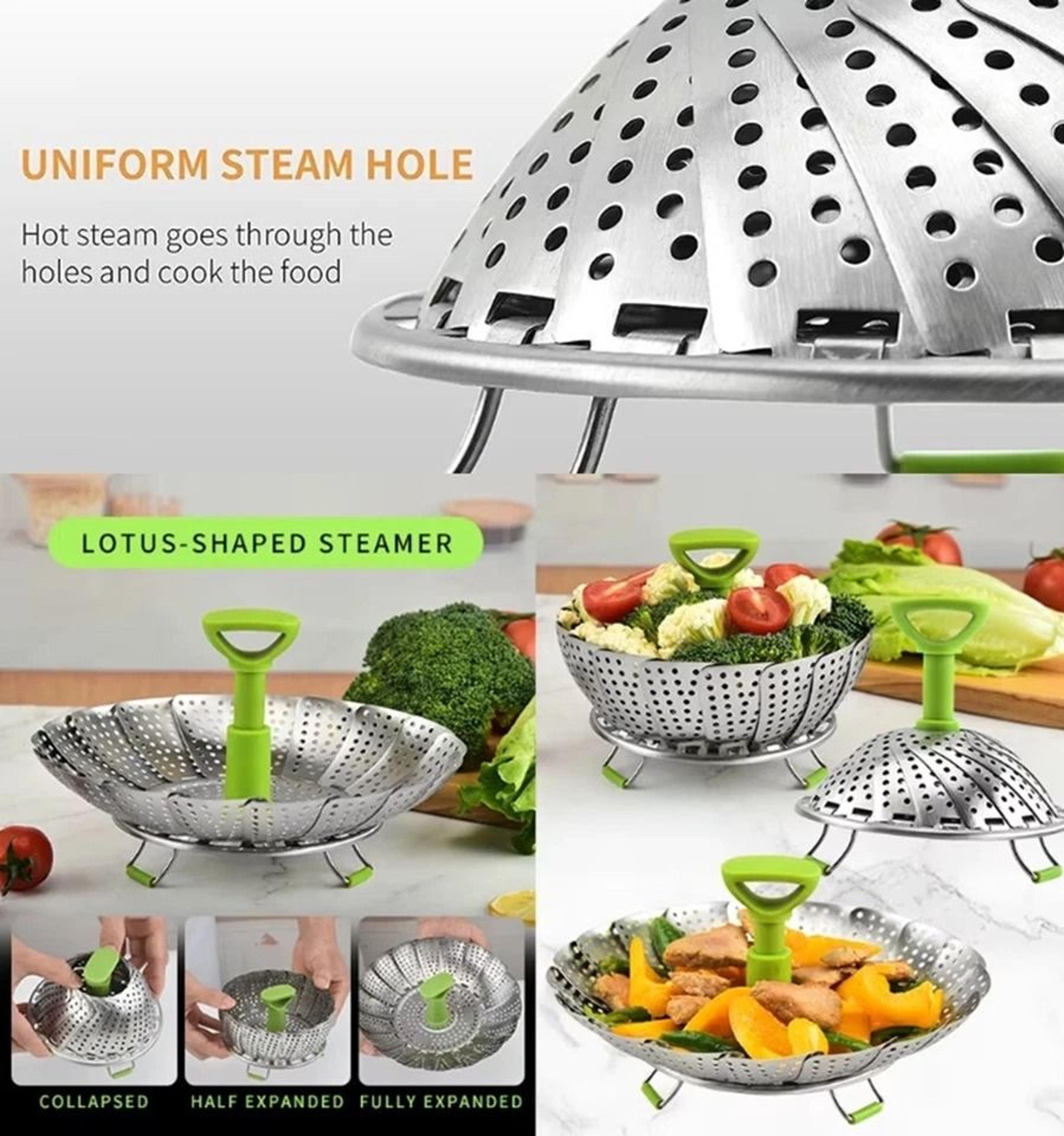 Expandable Vegetable Steamer Basket Stainless Steel Dumpling Steamer Insert For Pots 16