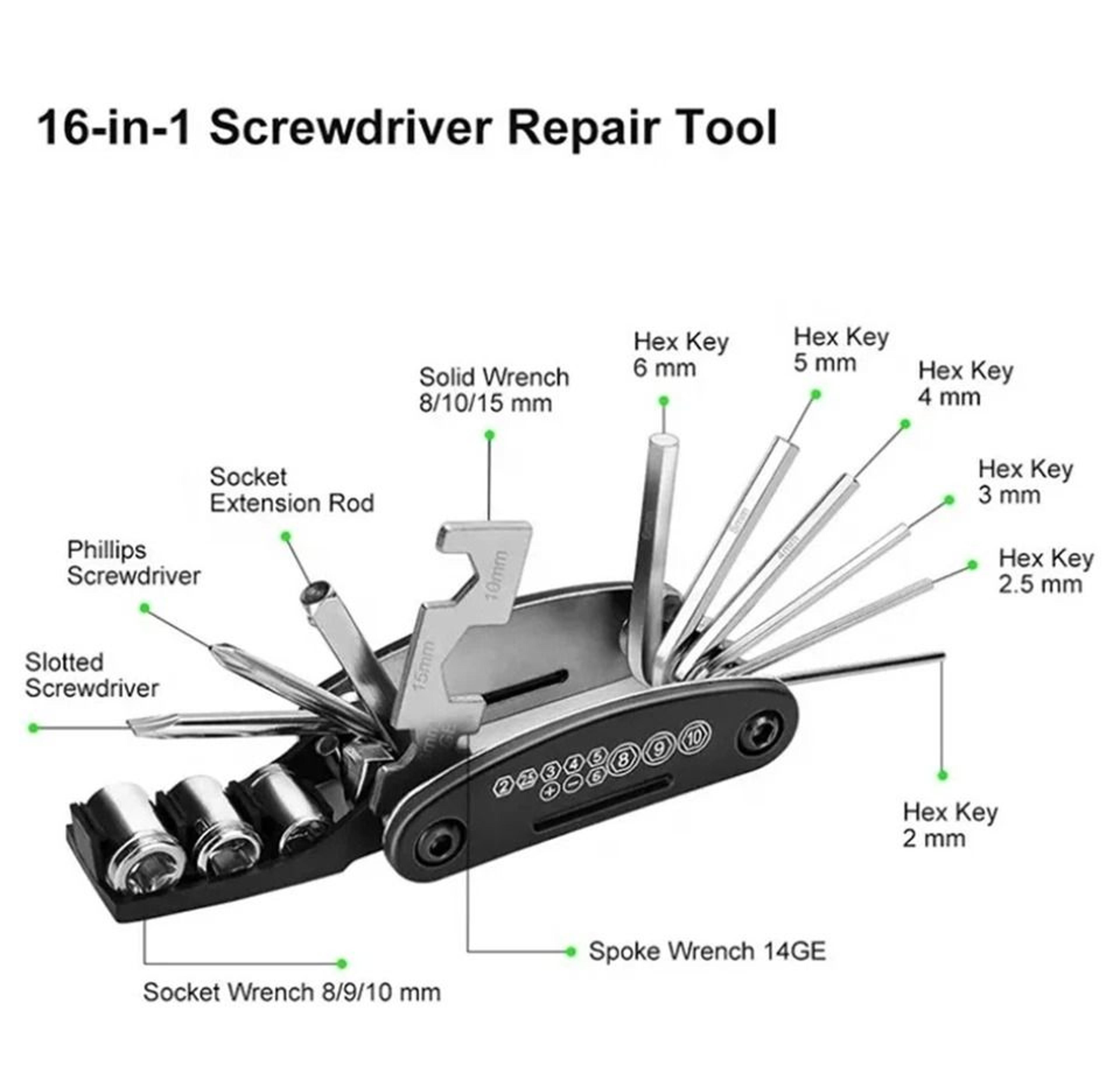 Bike Repair Tool Kit Portable Bicycle Multitool For Road And Mountain Bikes 7