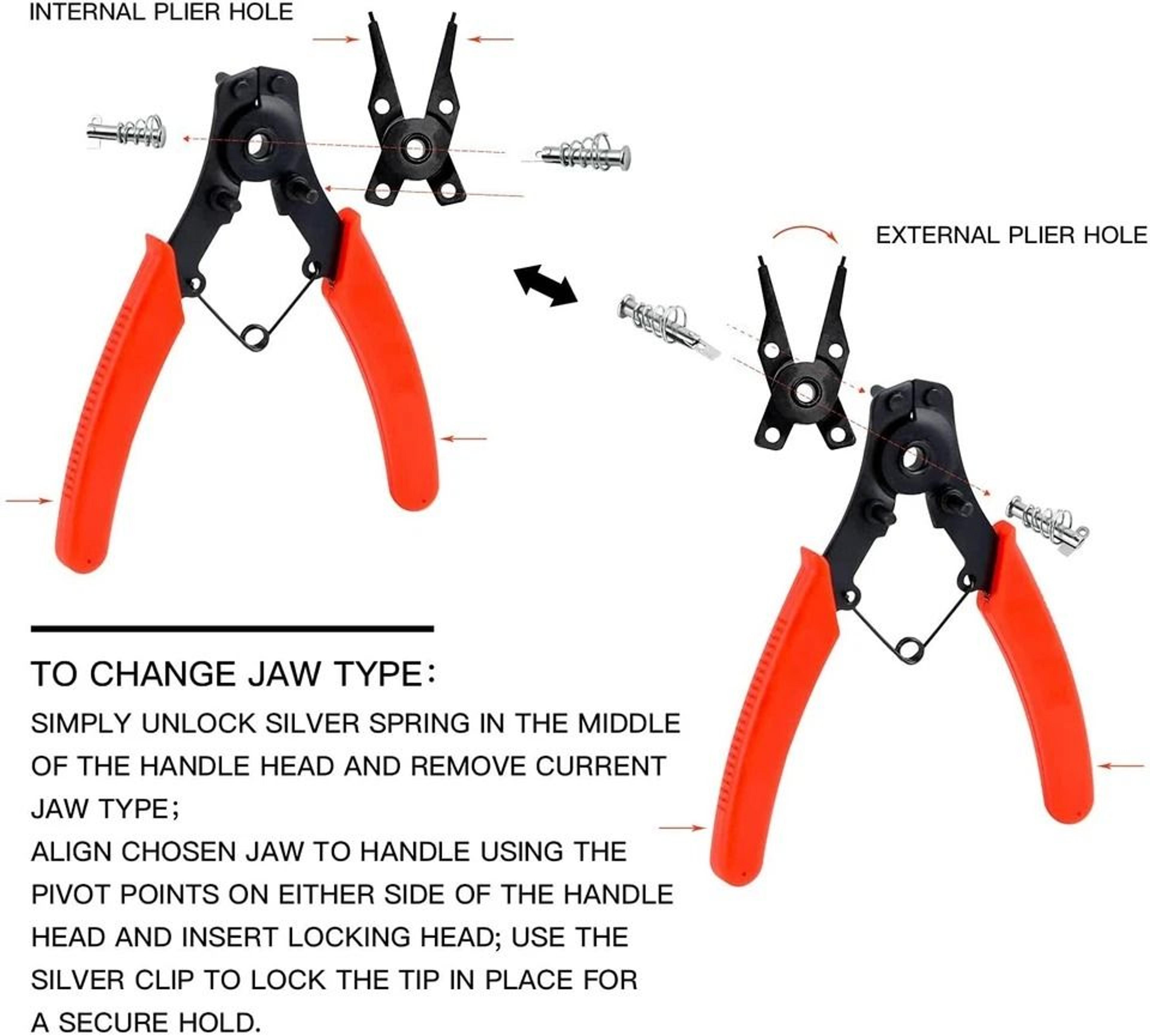 HeavyDuty Snap Ring Pliers Set Adjustable Circlip  Retaining Clip Tool 2