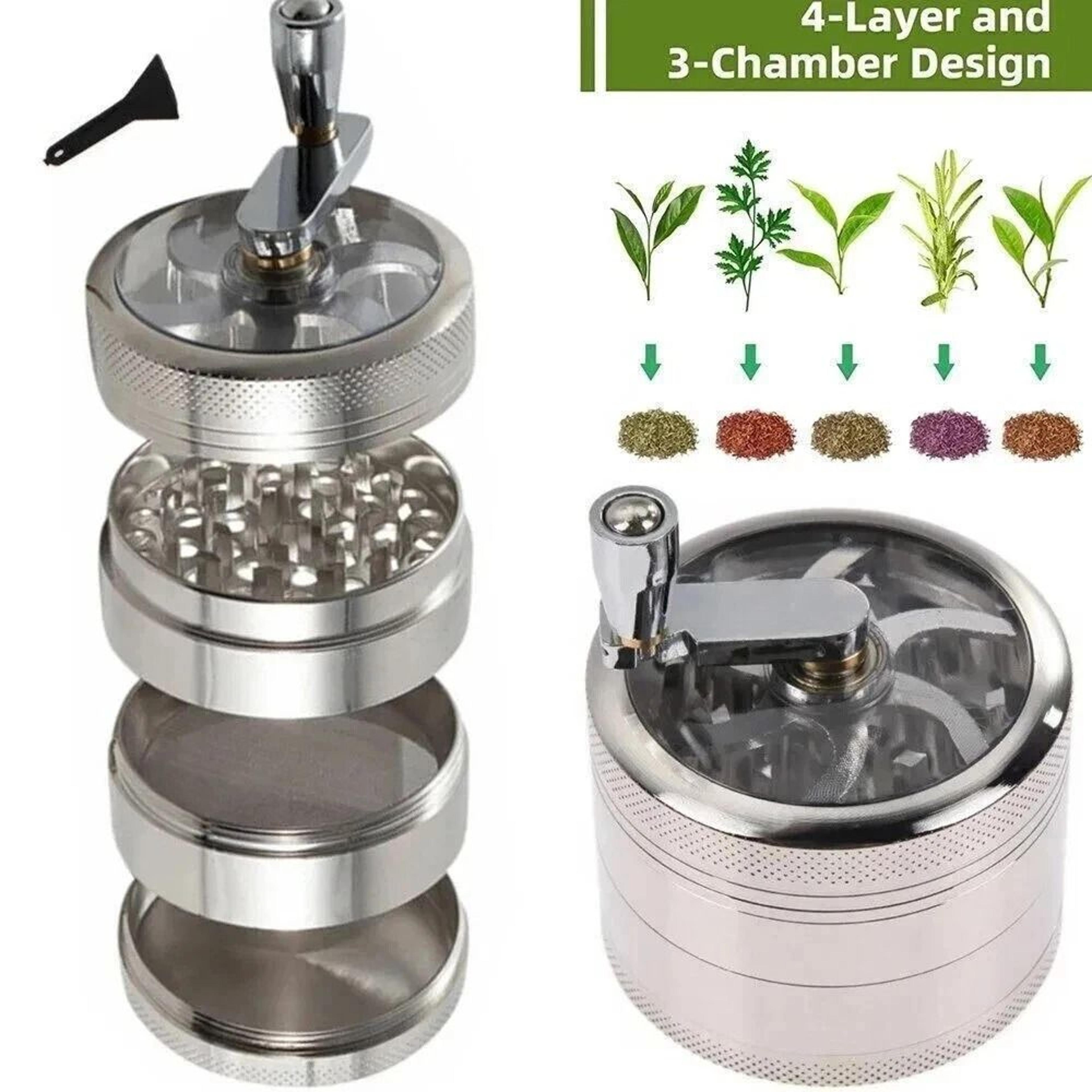Herb Tobacco Grinder Herbal Metal Spice Crusher With Handle For Smoke  Herbs 10