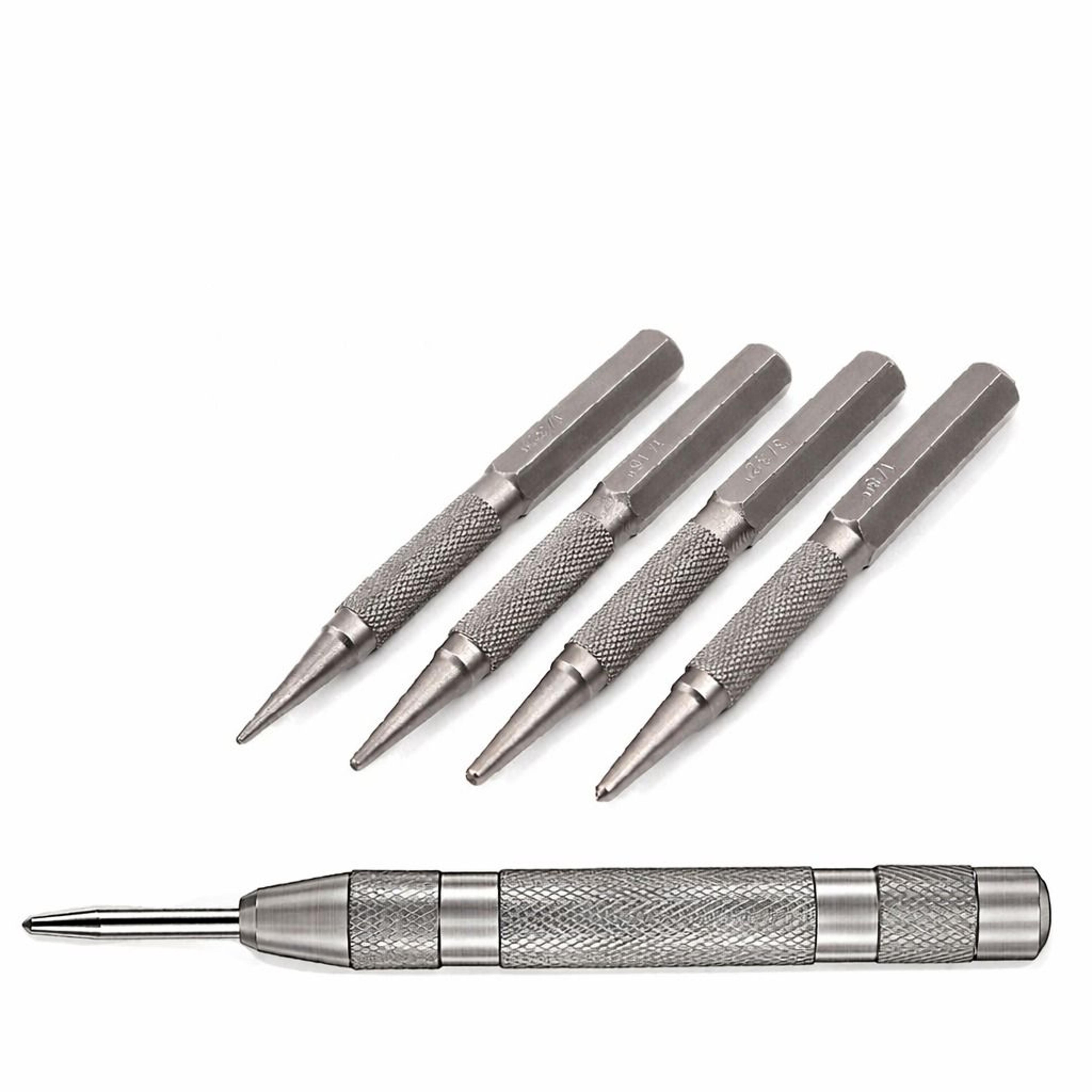 nail setter & center punch set steel, precision punches for wood, metal, and plastic